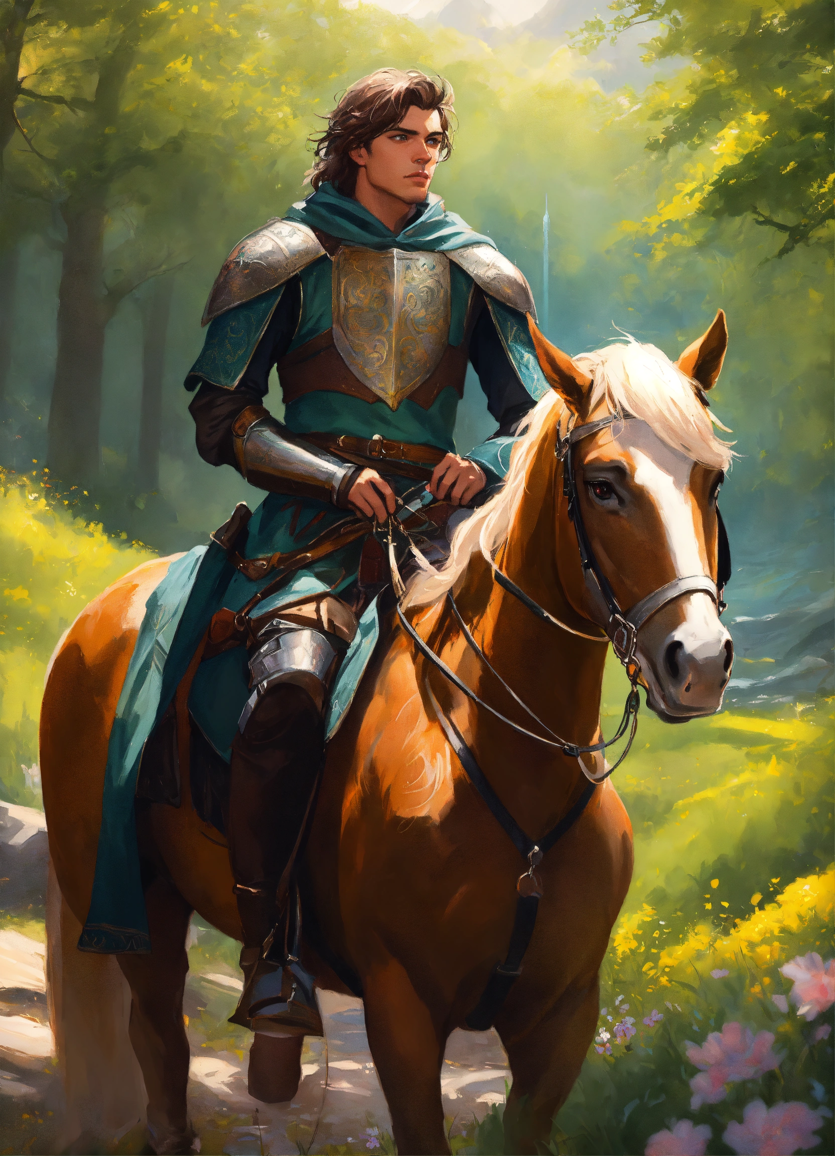 Lexica - A medieval rider on a horse in the center of the image ...