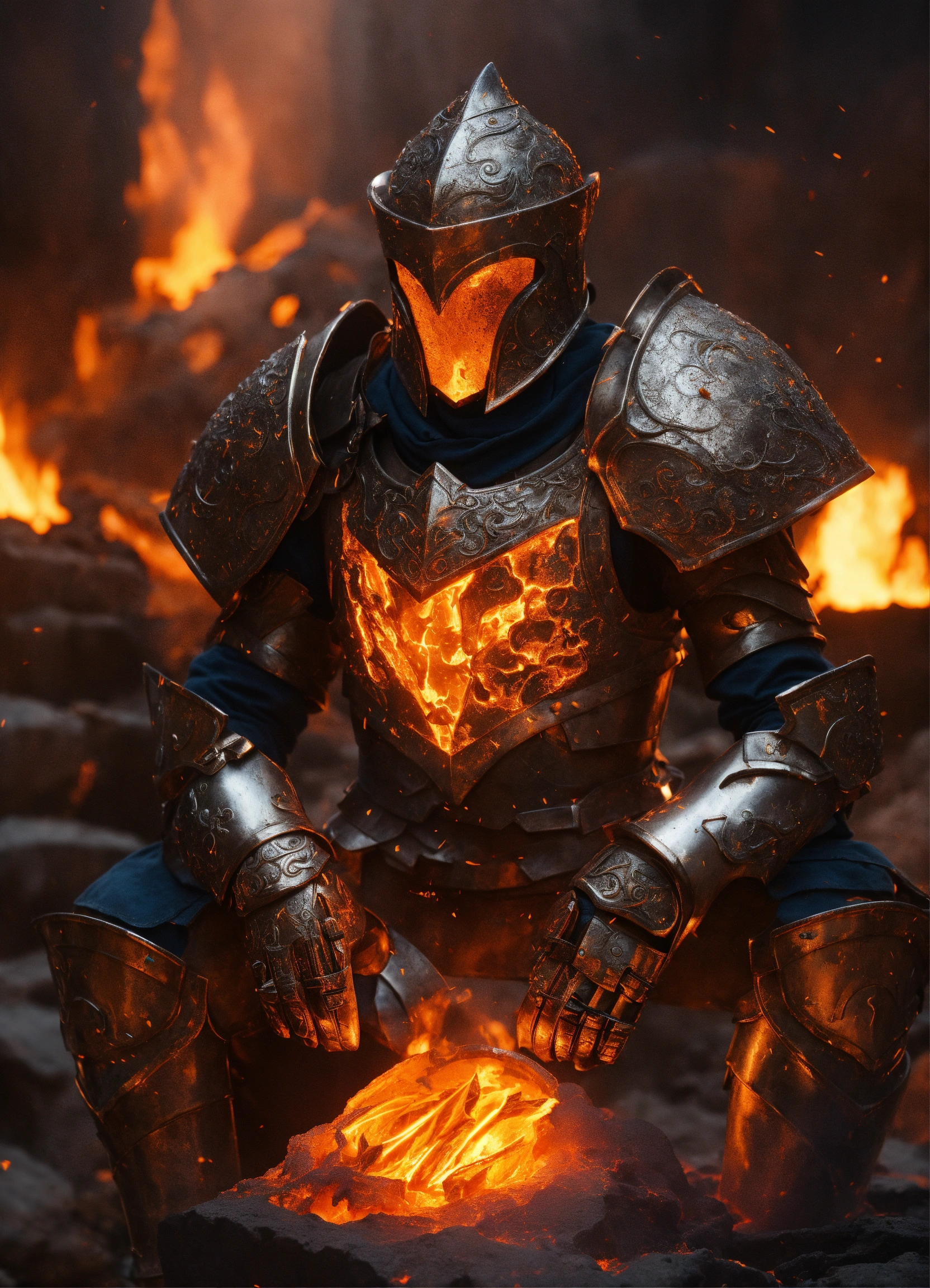 Lexica - Armor, Gauntlet, glove, molten metal that looks like lava.