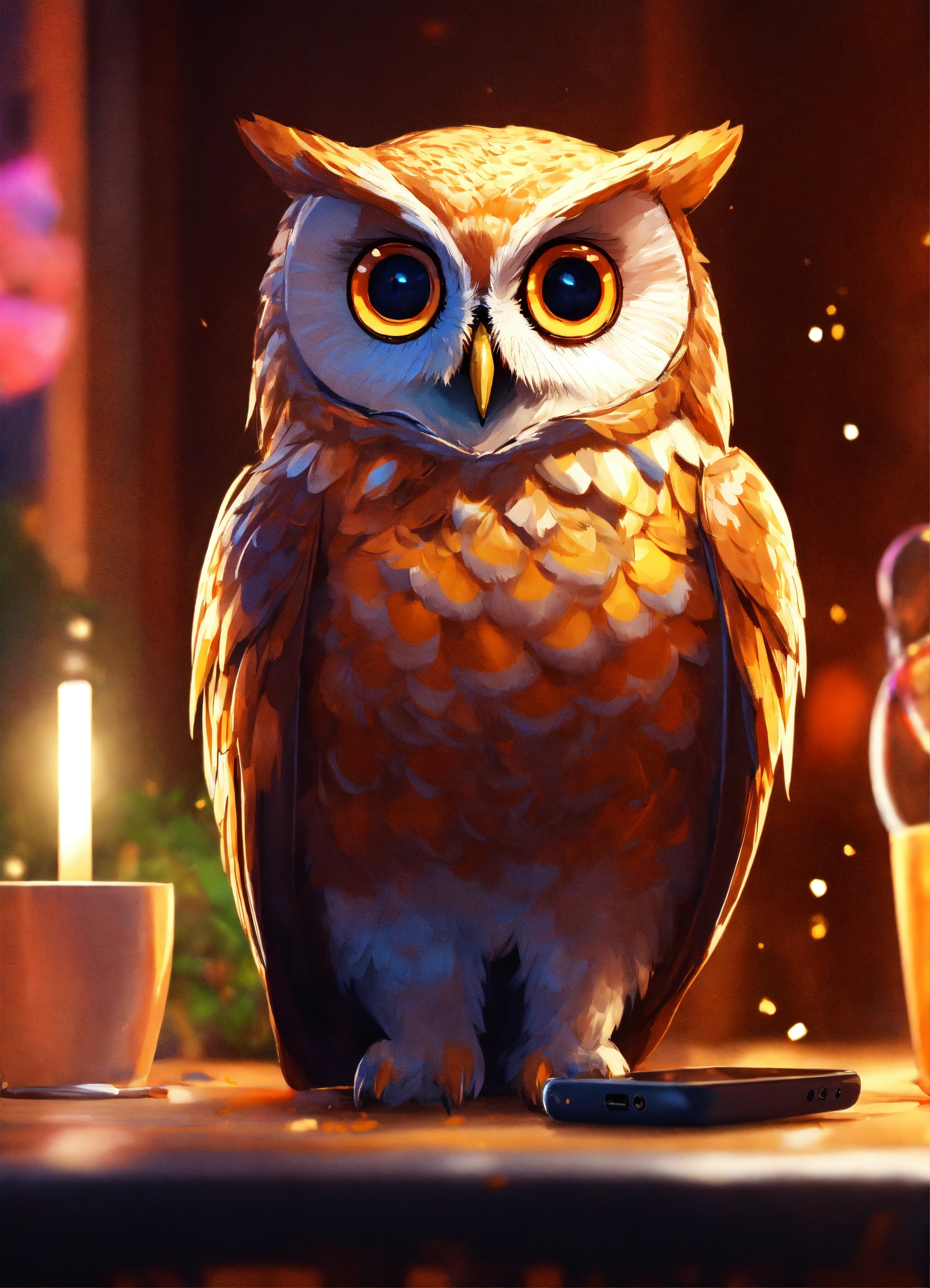 Lexica - Owl looking at a phone, elegant, digital painting, sharp focus ...