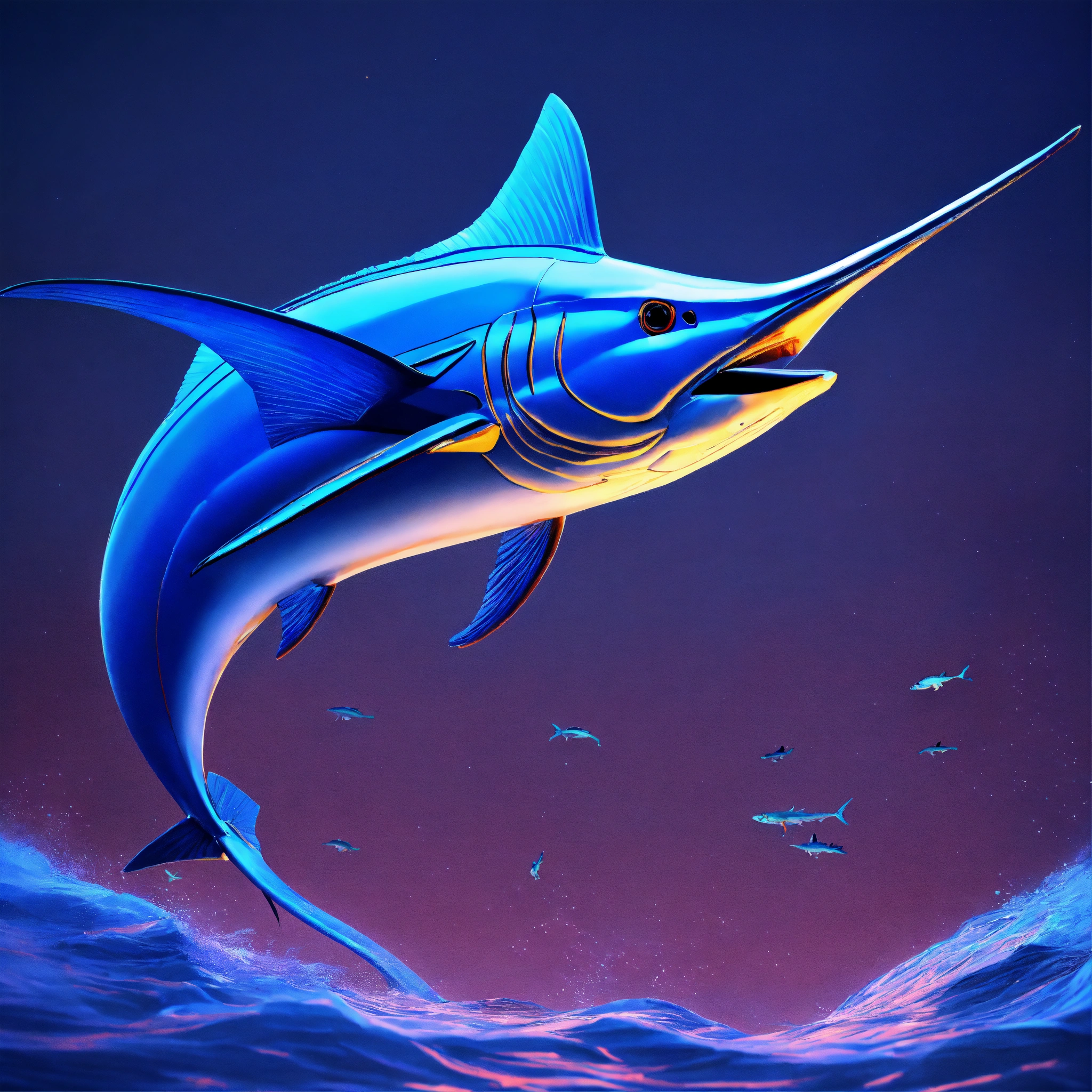 Lexica - A blue marlin is seen on a blue background, in the style of ...