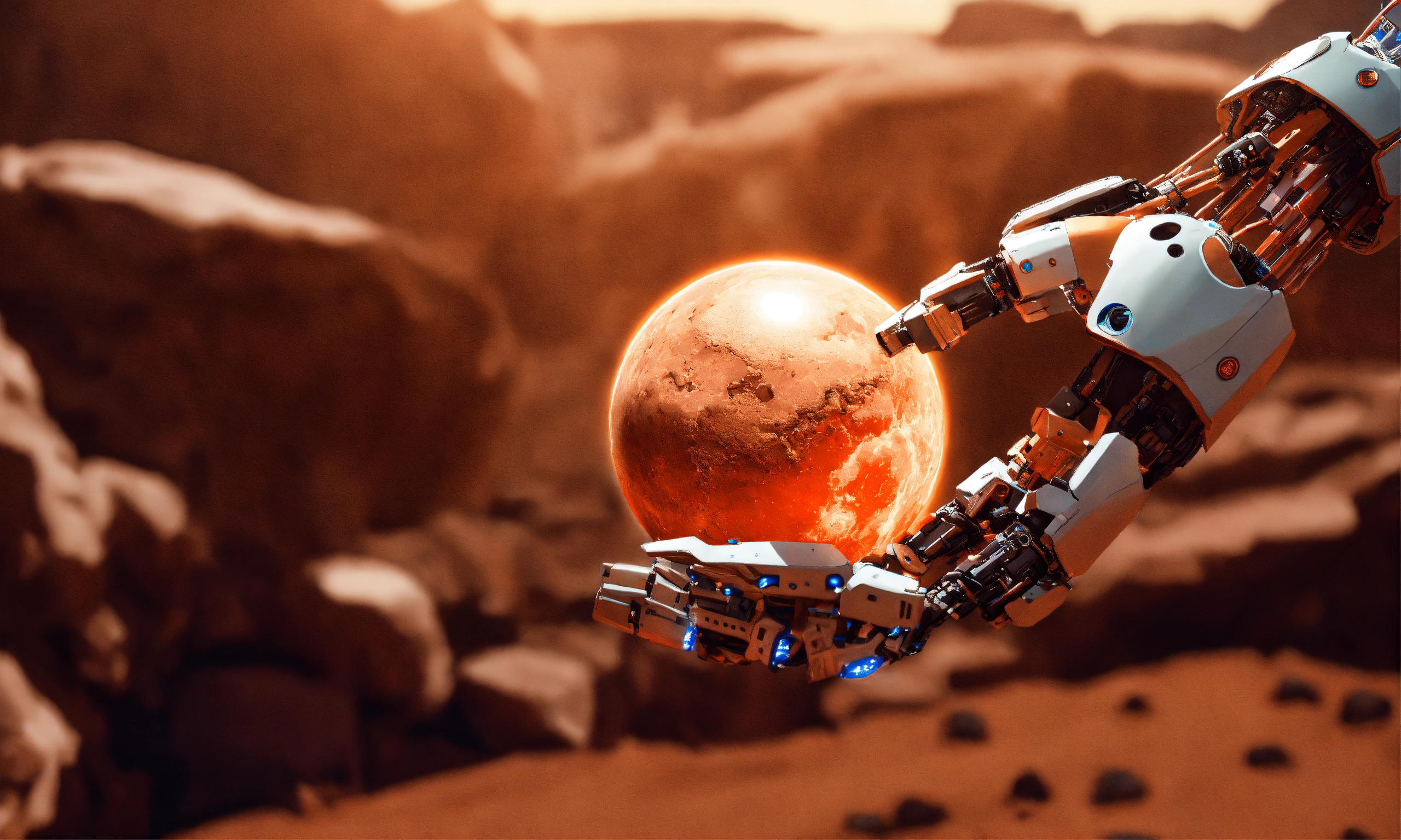 Lexica - Photo of artificial intelligence holding planet mars in their ...