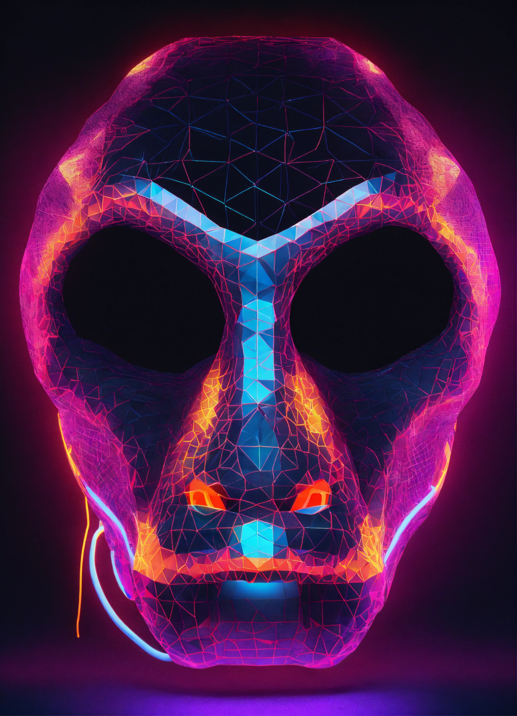 Lexica - Digital wire neon Frame snake head semi transparent polygon ...