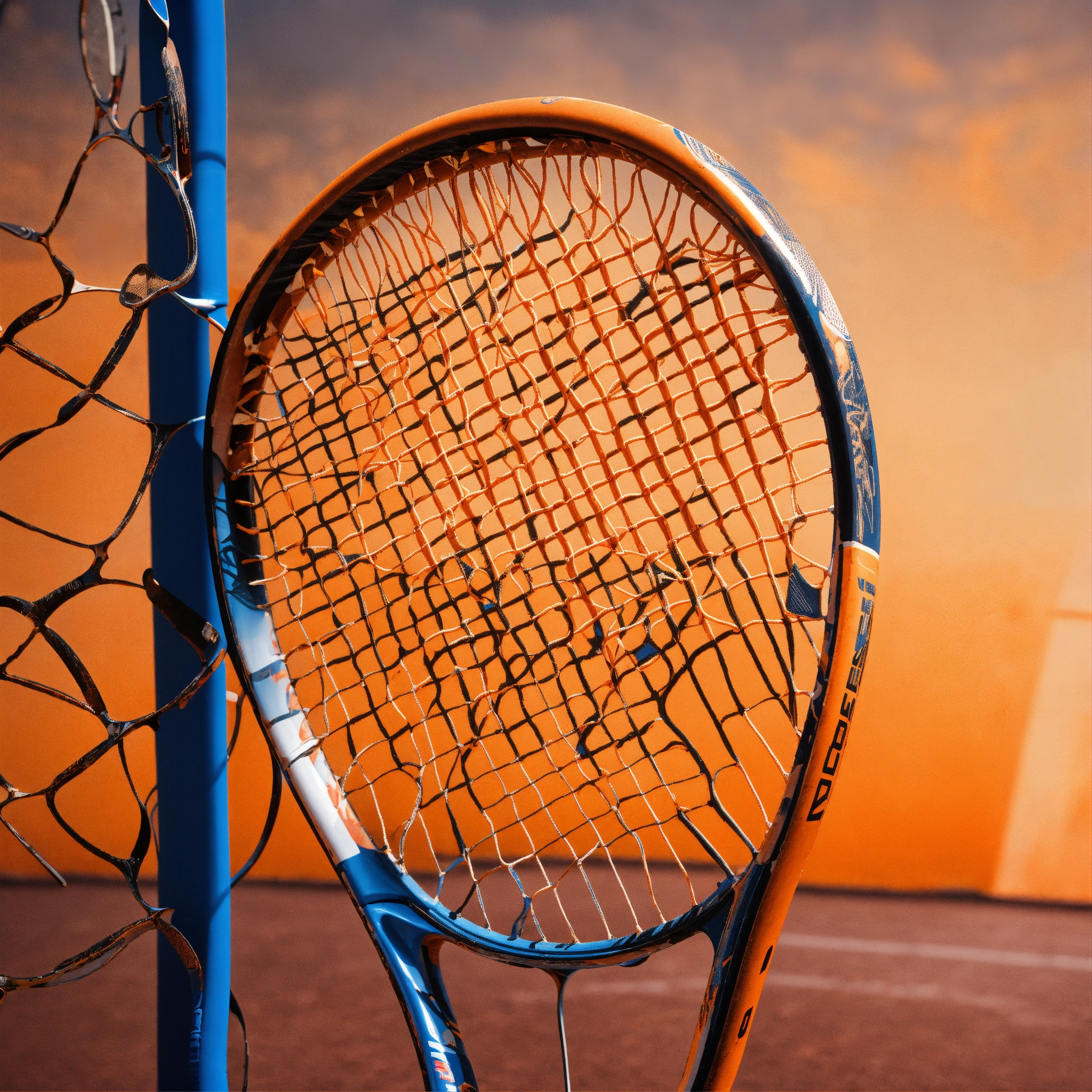 Lexica - Orange broken futuristic tennis racket