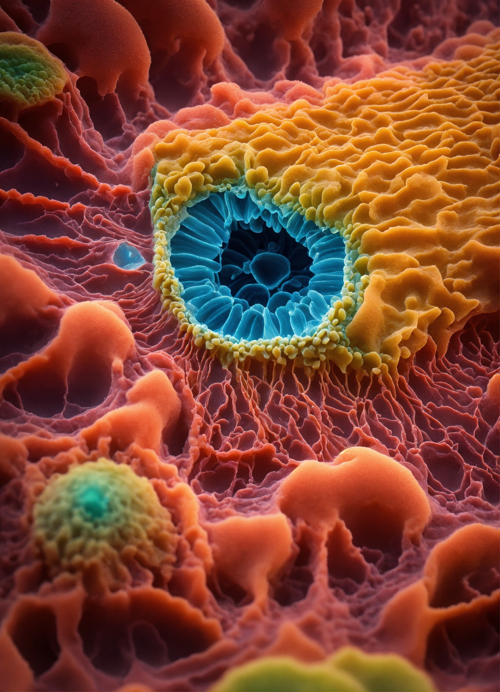 Lexica - Vue microscopique intérieure des intestins avec cellules ...