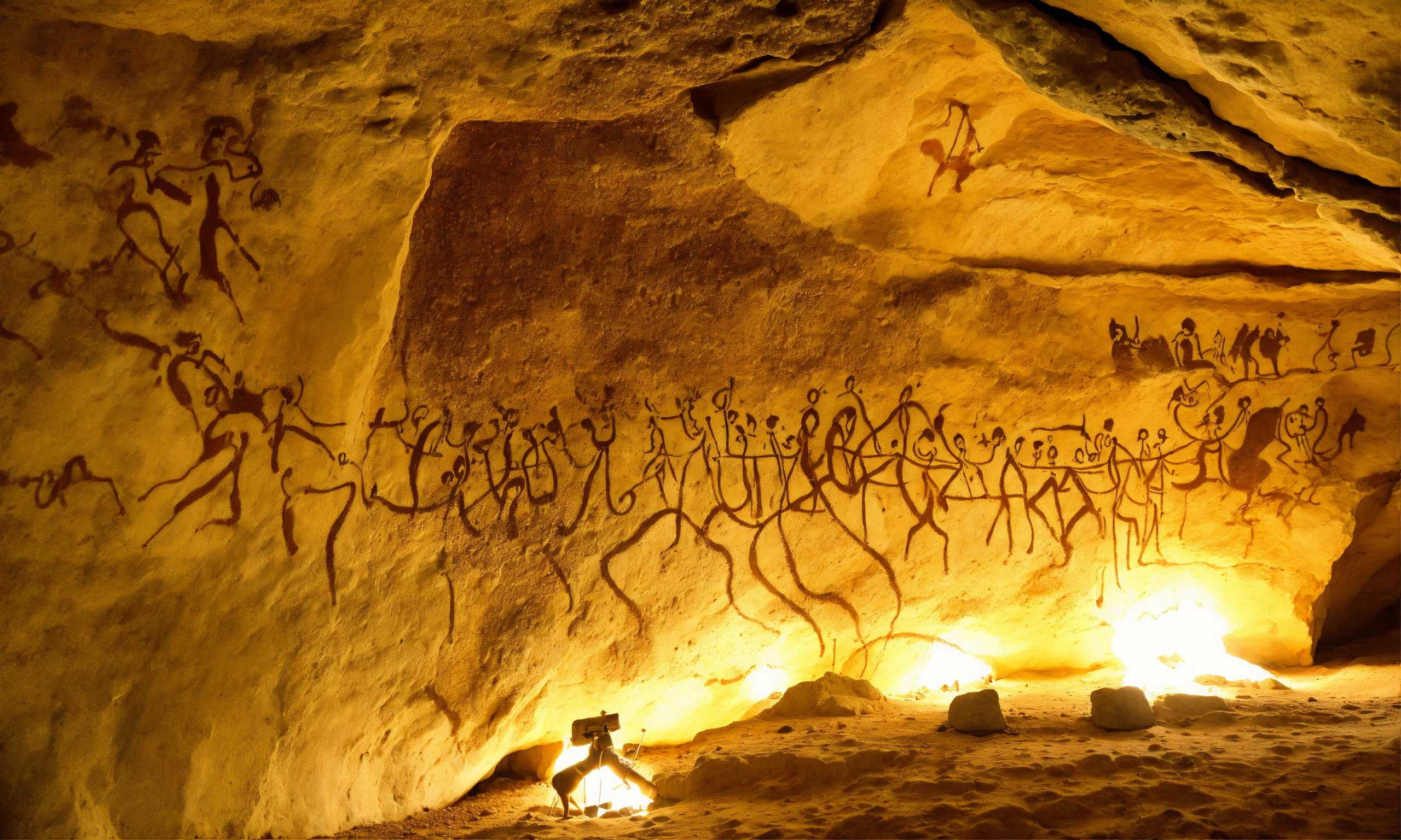 Lexica - Prehistoric painting on the wall of a cave which represents ...