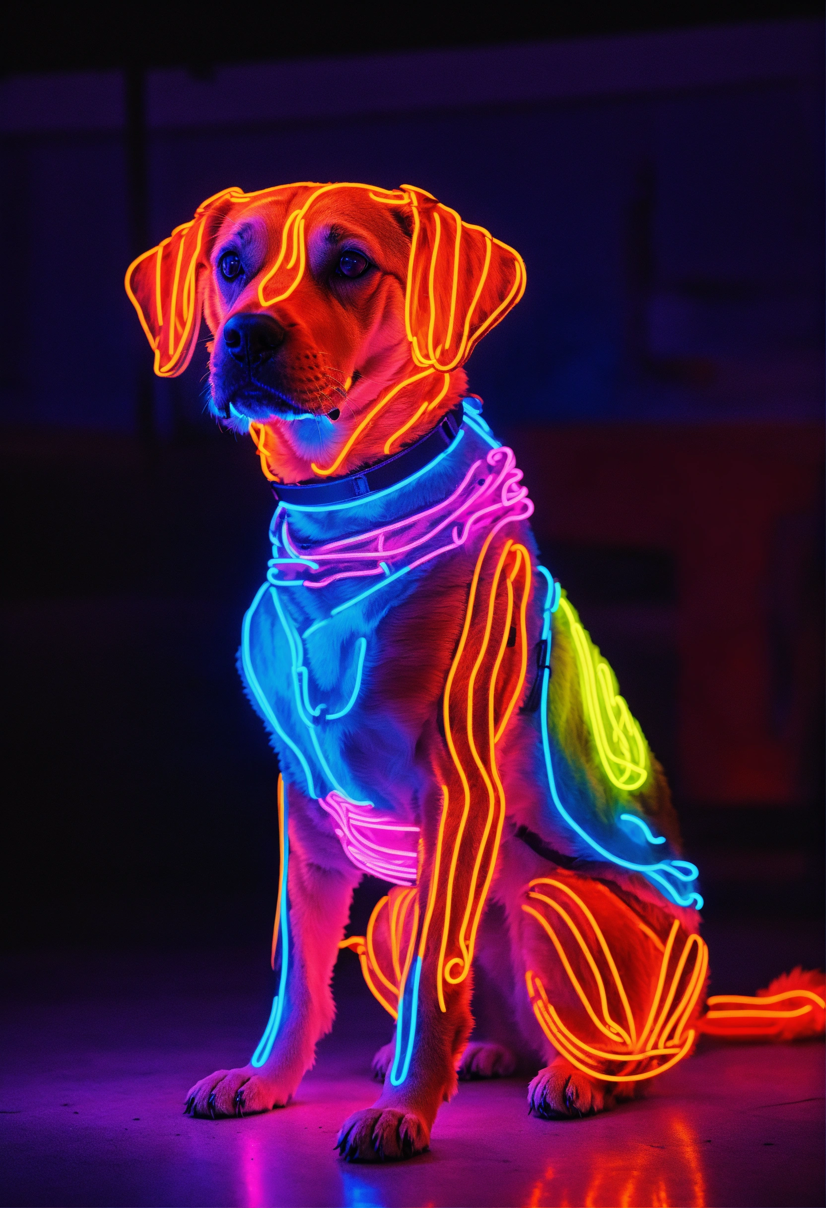 Lexica - Neon dog with arms crossed