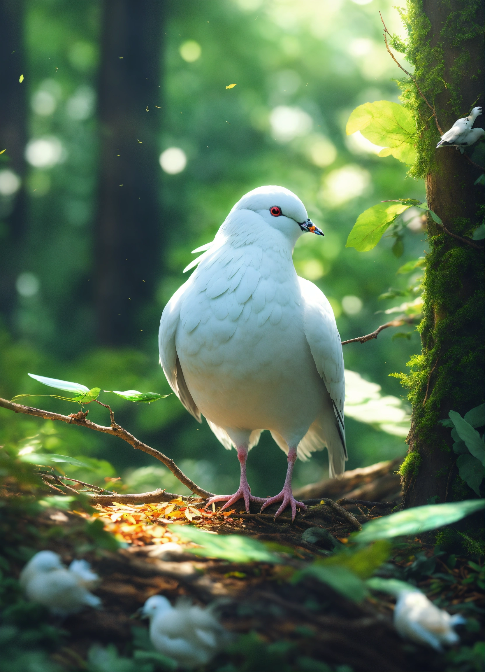 Lexica - Ultra hd! 90s anime, white pigeon focused, collecting twigs ...