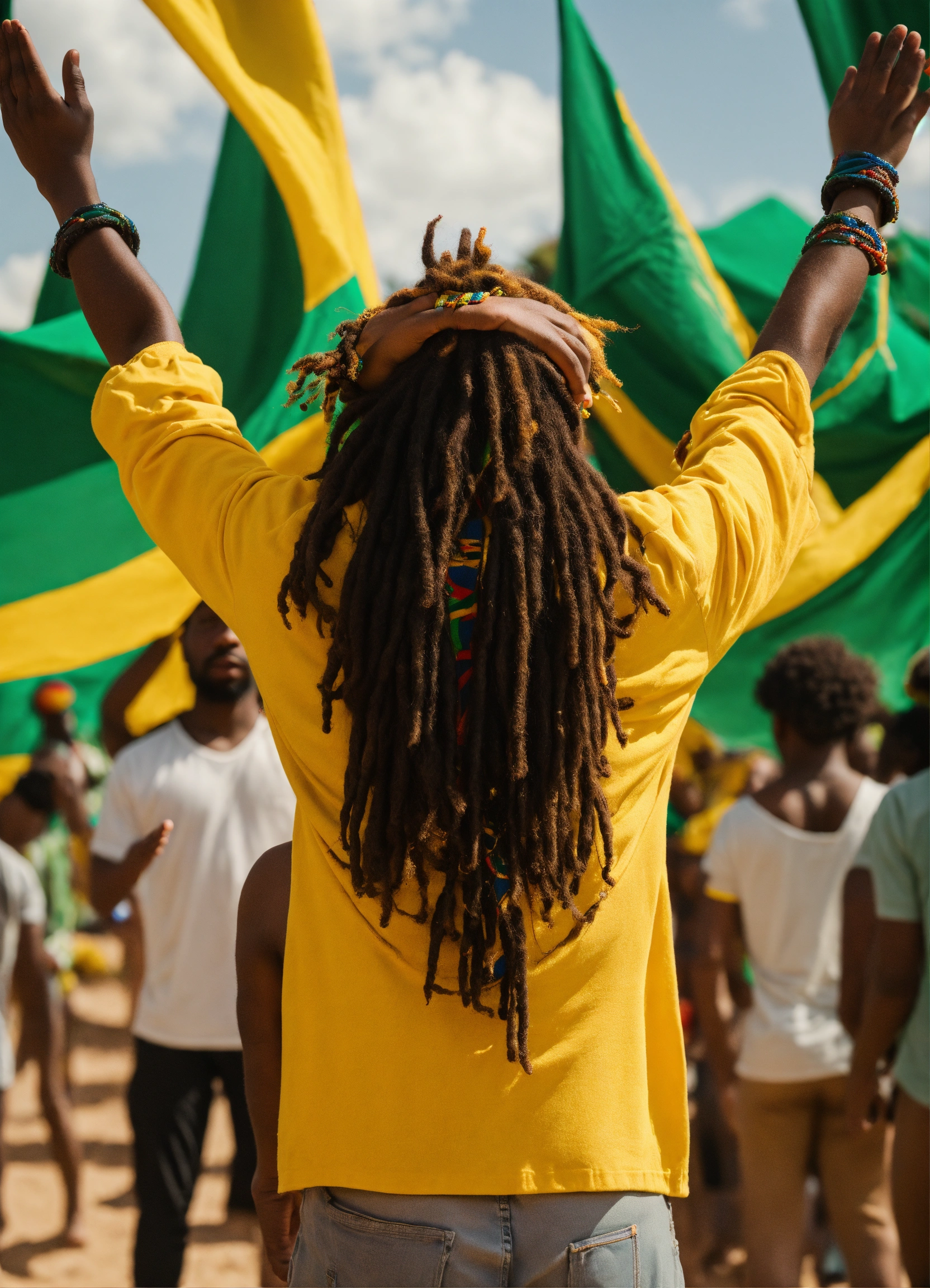 Lexica - Rastafarian with hands outstretched worshipping with back ...