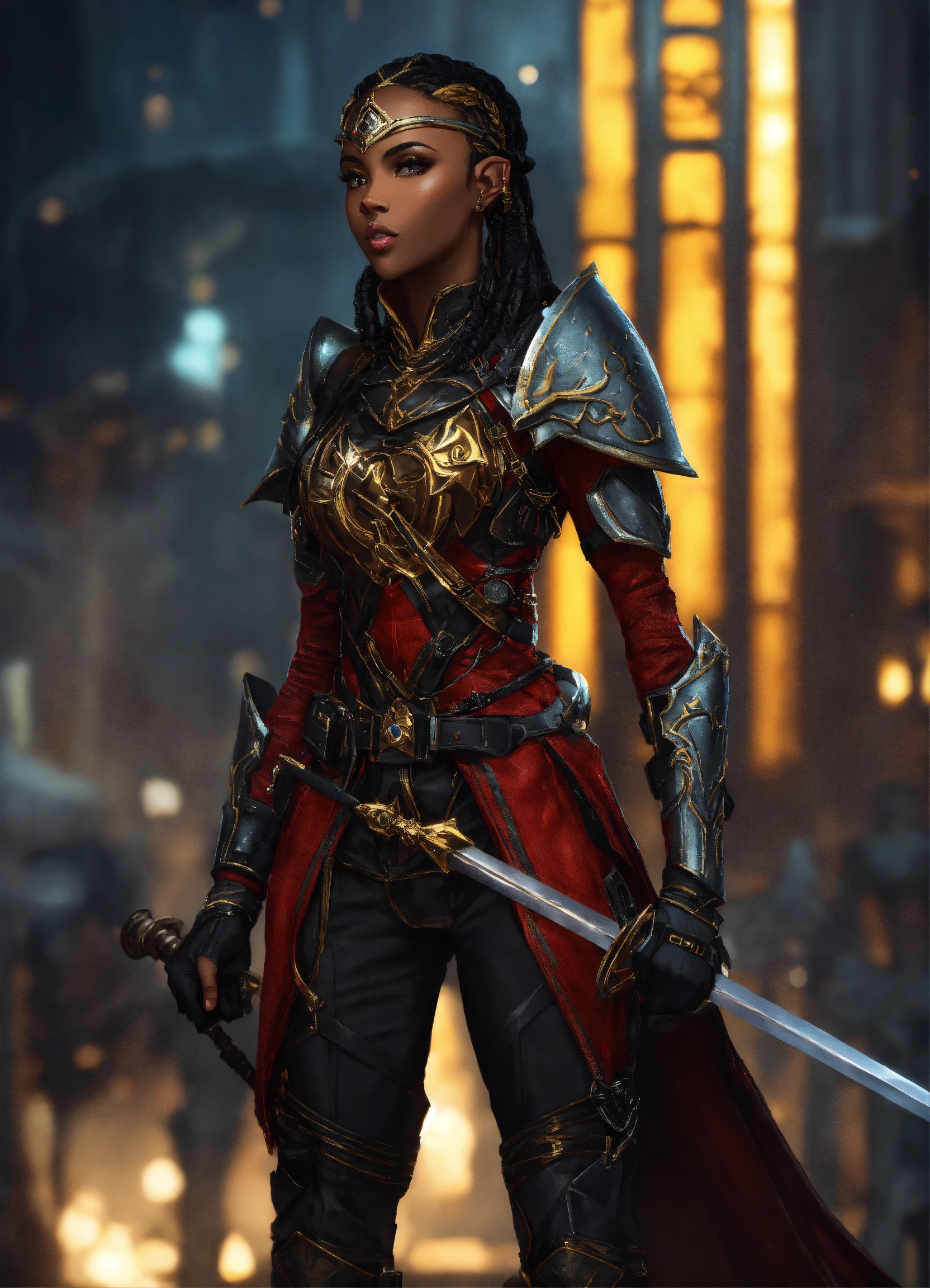 Lexica - Full body of a shapely black female high elf, with black and ...