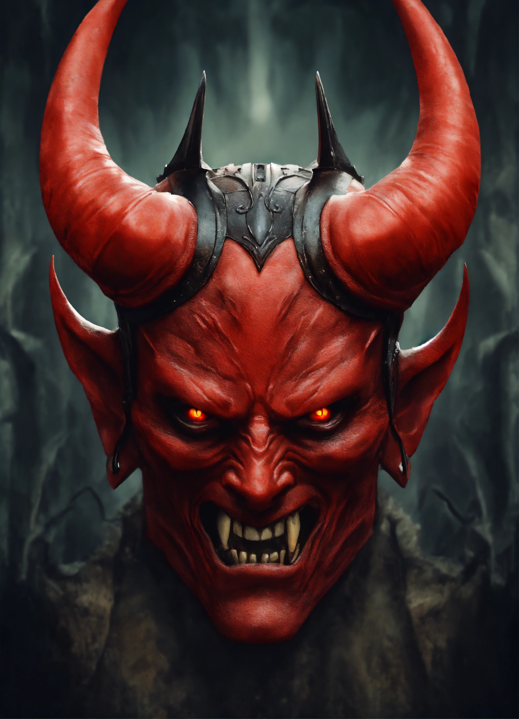 Lexica - Devil face front on evil looking symmetrical photo realistic