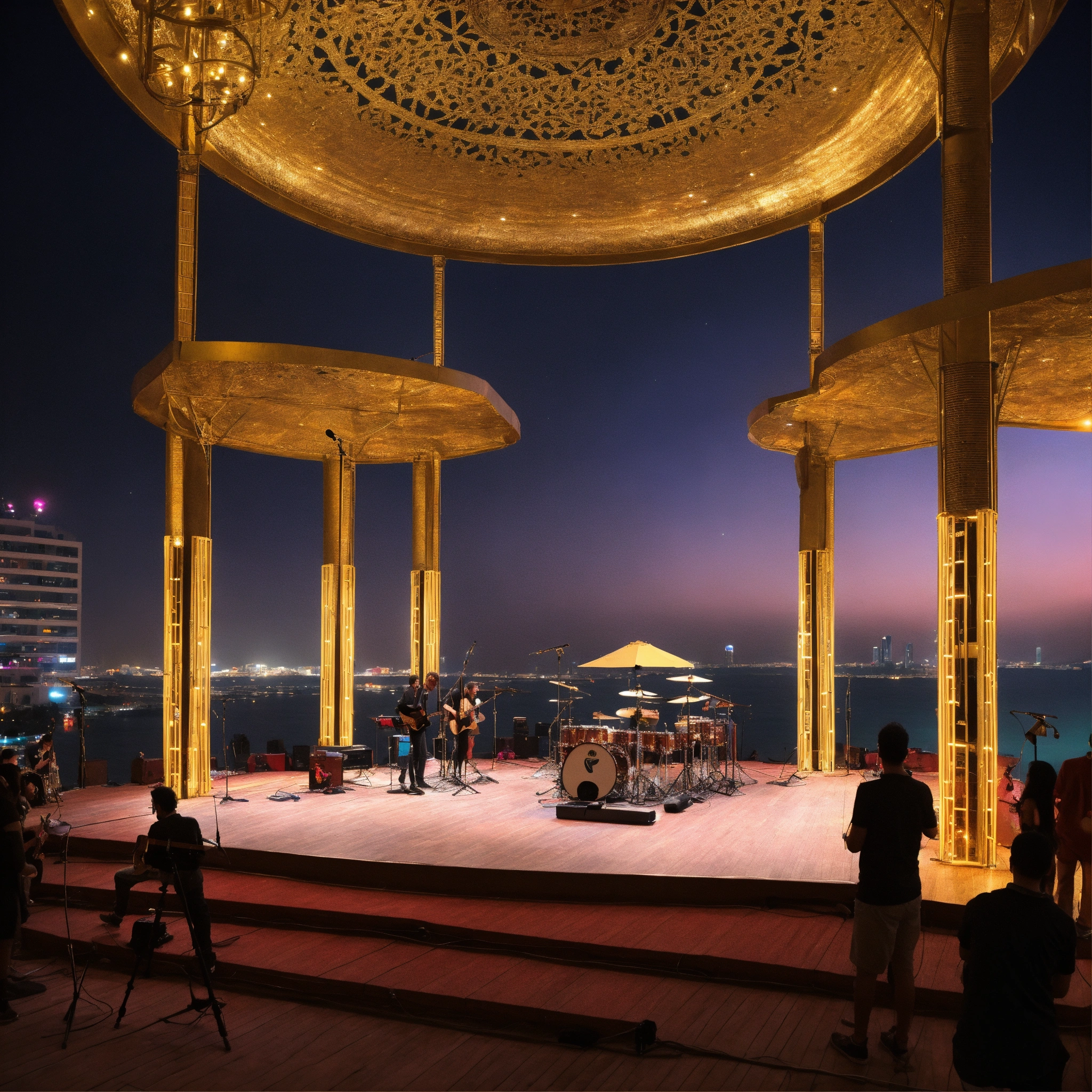 Lexica - Bahraini style elevated concert stage with live music bands