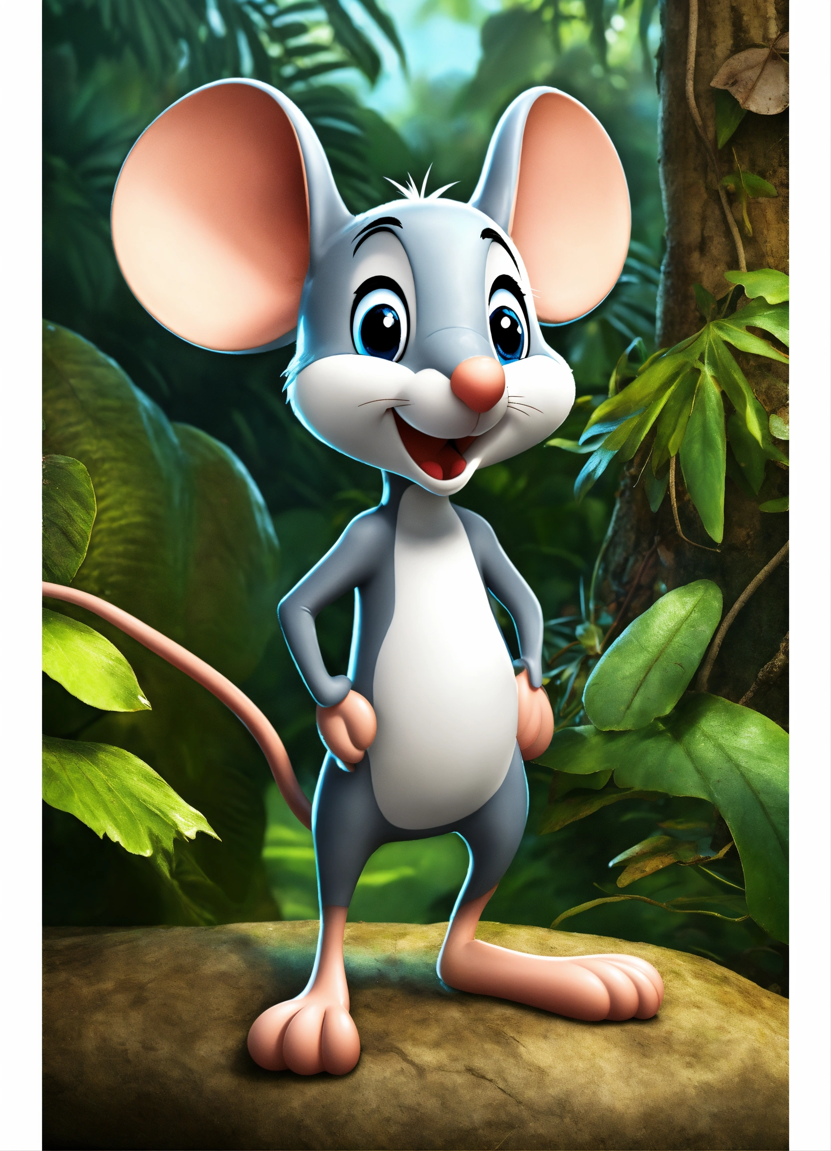 Lexica - Cartoon mouse talking in jungle