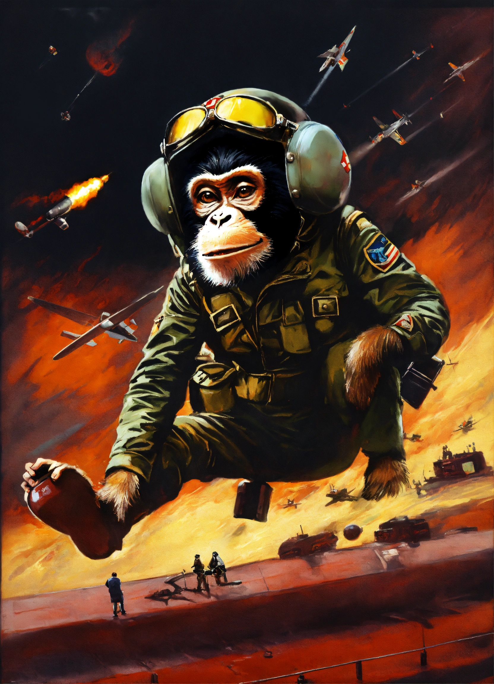 Lexica - A monkey rides a bomb like Dr. Strangelove