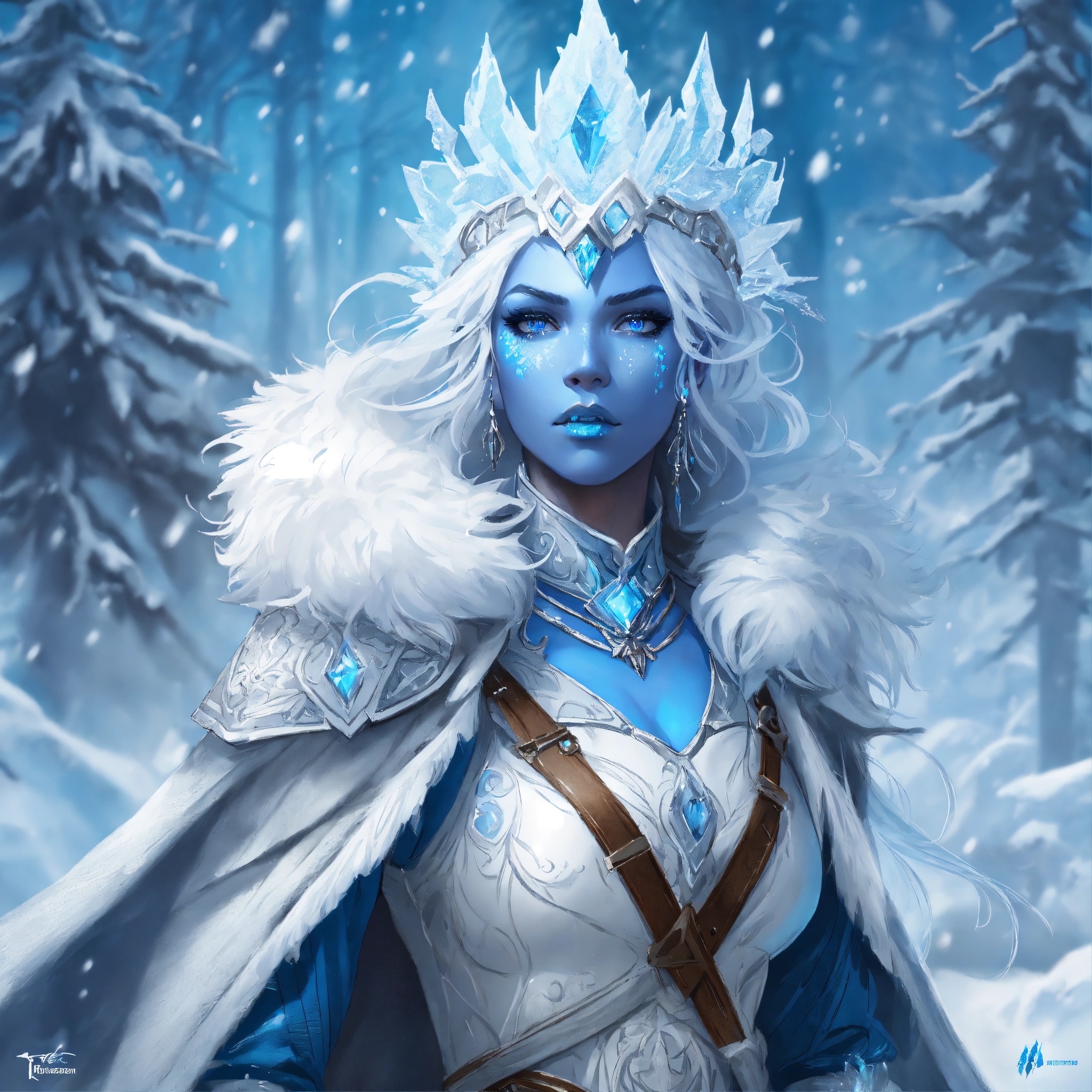 Lexica - Ultra realistic illustration fantasy, ice genasi, young woman ...