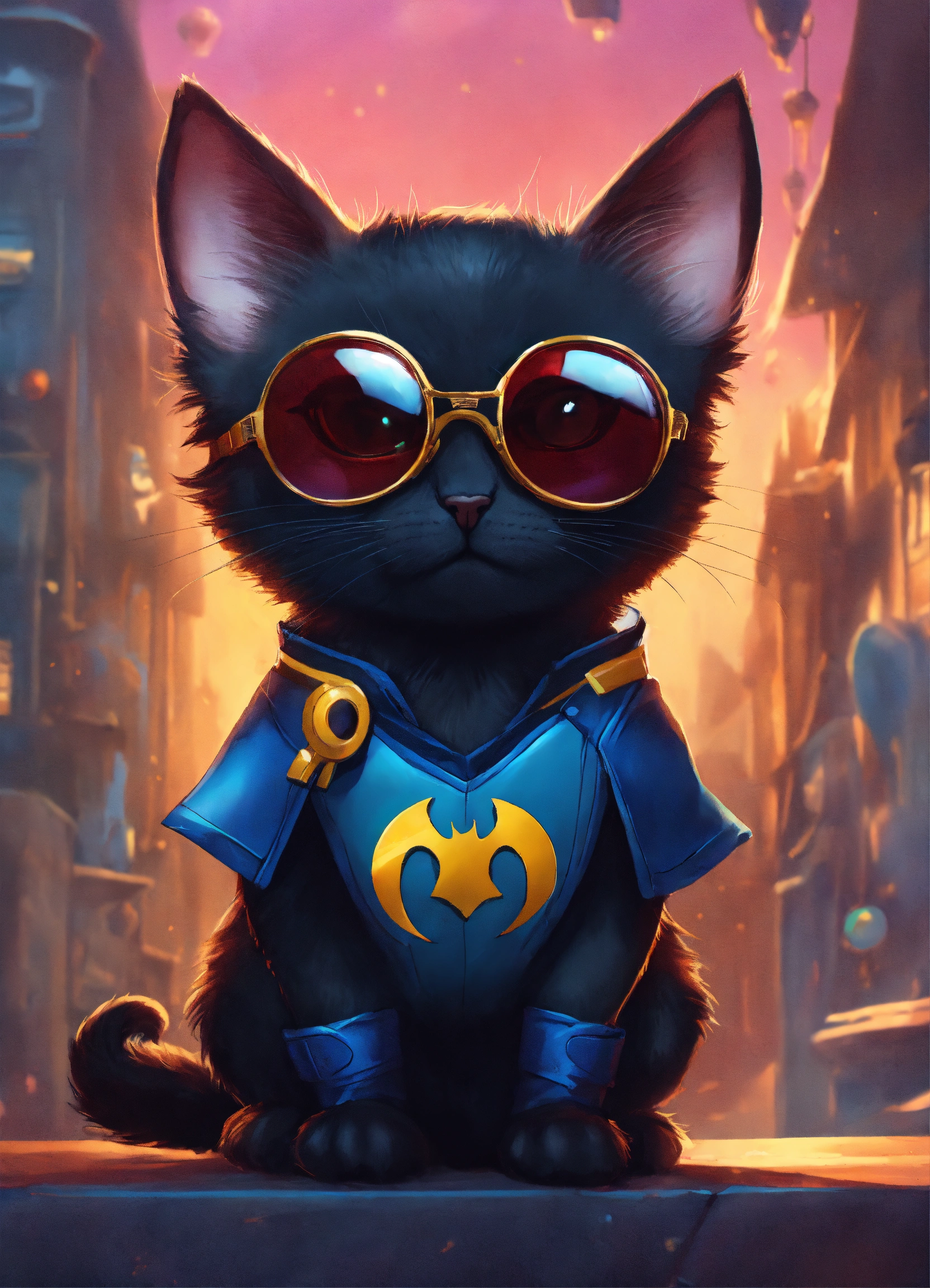 Lexica - Full-bodied portrait, cute and adorable cartoon black cat ...