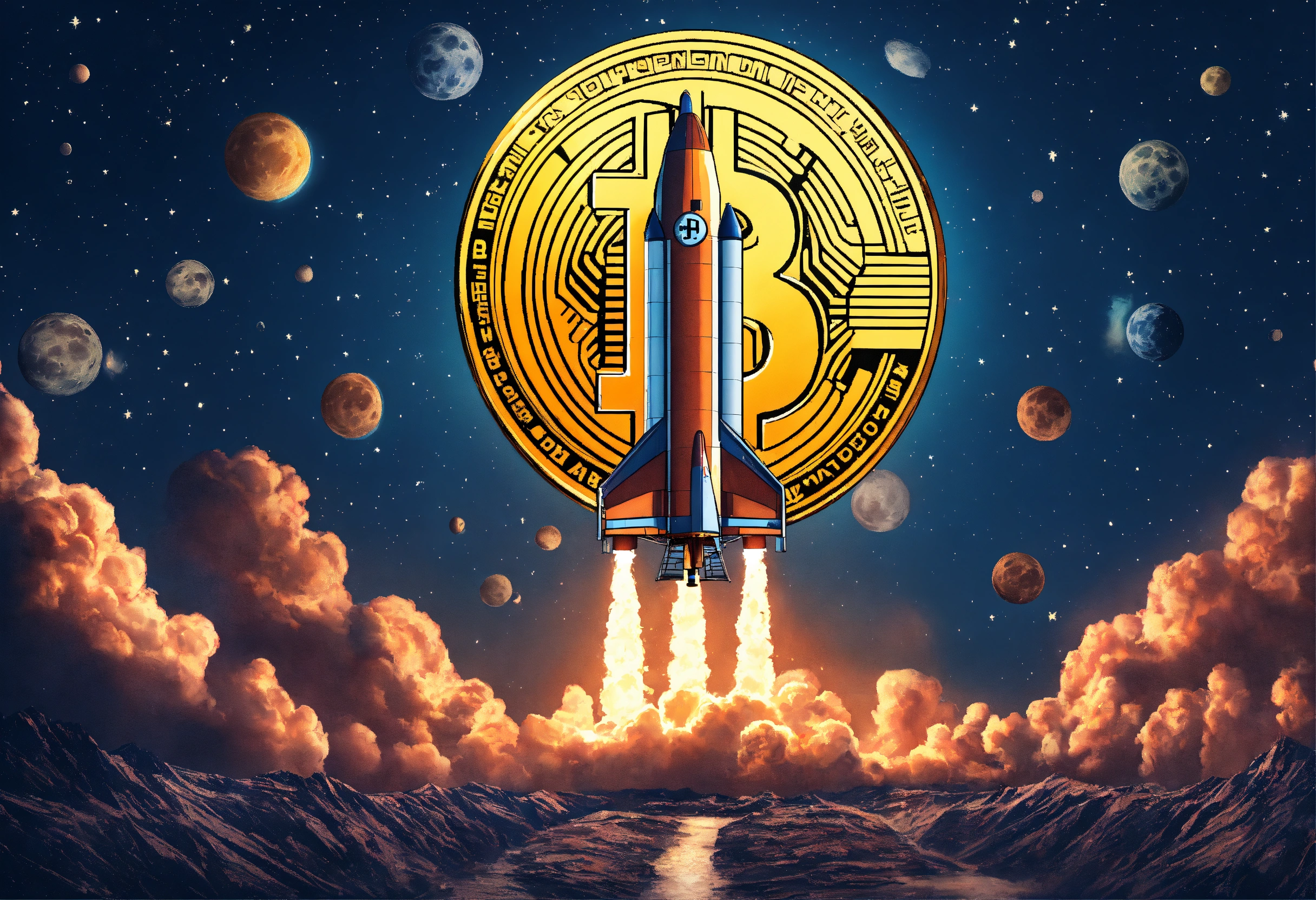 Lexica - Bitcoin riding on a rocket to the moon