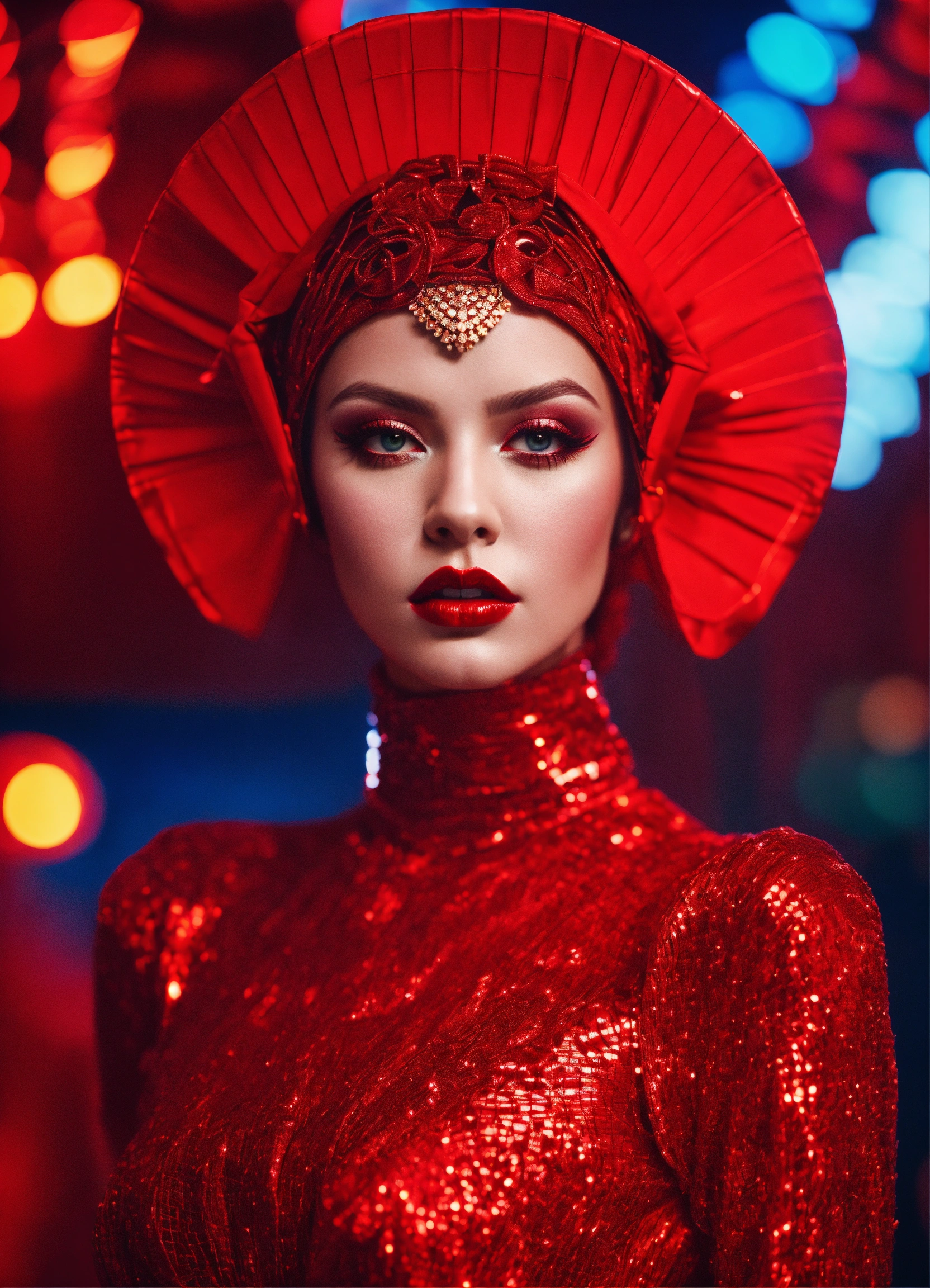 lexica-a-beautiful-redhead-female-pop-artist-all-red-sleek-futuristic