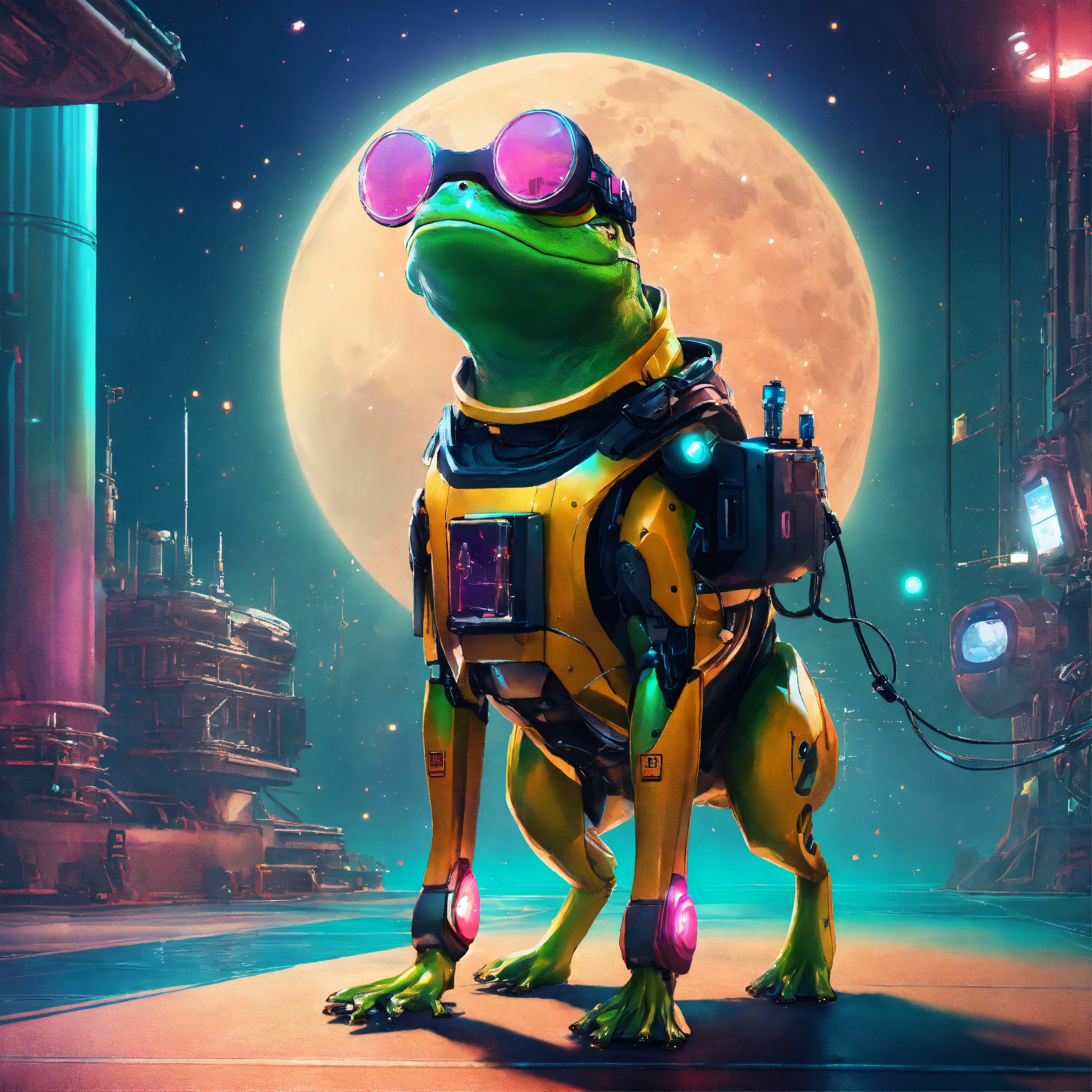 Lexica - Frog with dog inu full body cyberpunk style immaculate robot ...