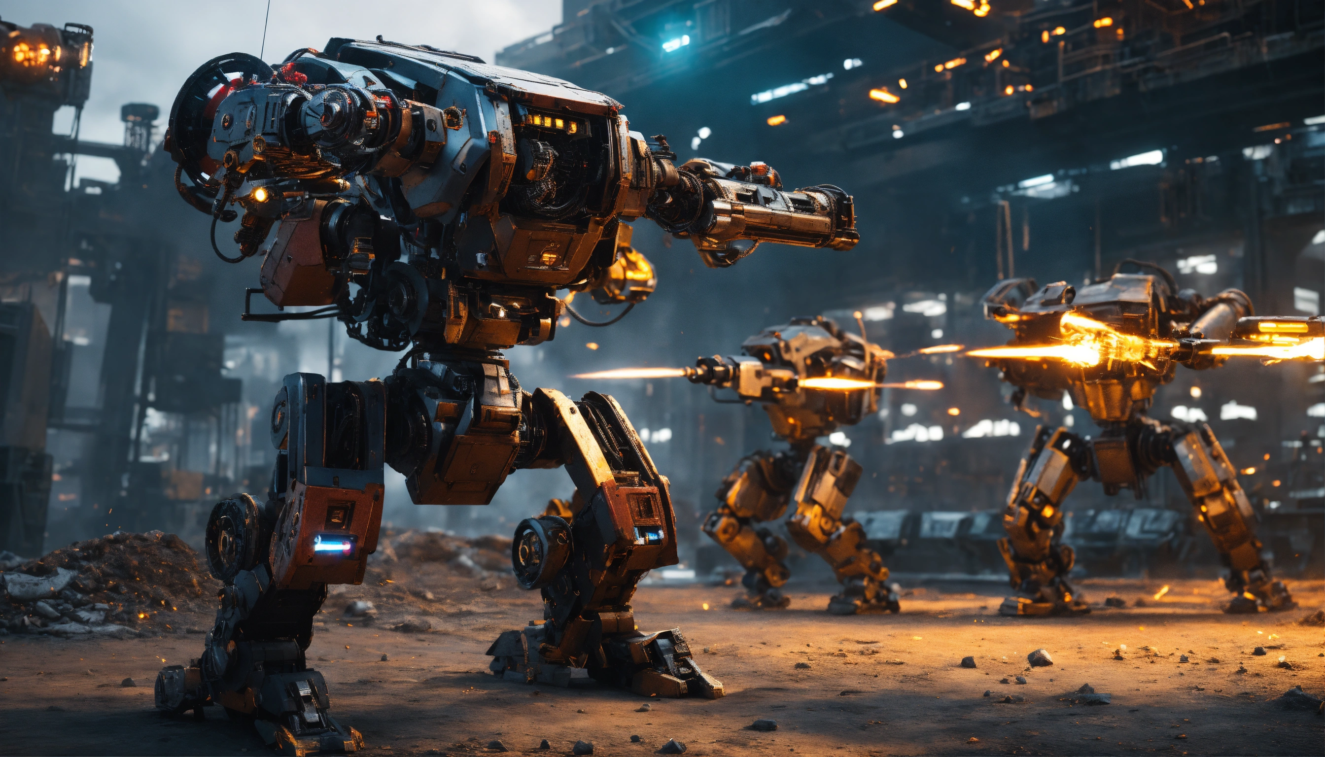 Lexica - War of robots armed with machine guns, cyborg terminators made ...
