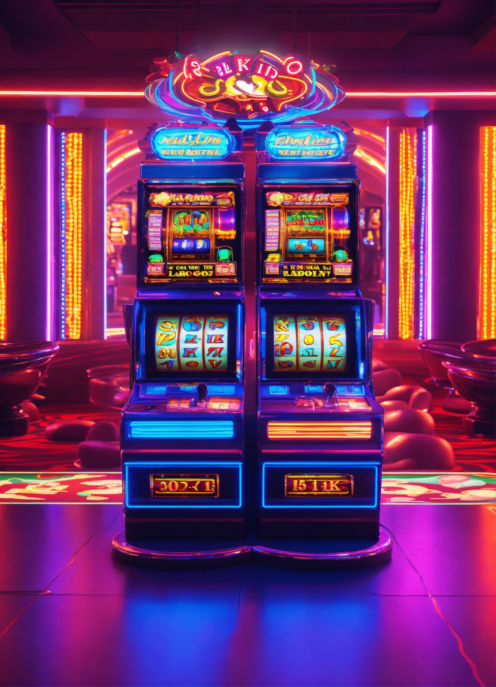 Lexica - 3D REAL 关公 casino slot machine in the gambling 8k neon lighting
