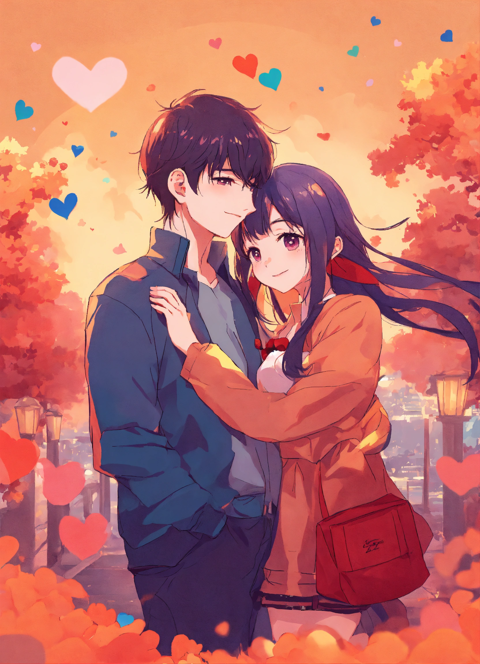 Lexica - Girl and boy showing love for each other anime art style colorful  art 512*512 icon