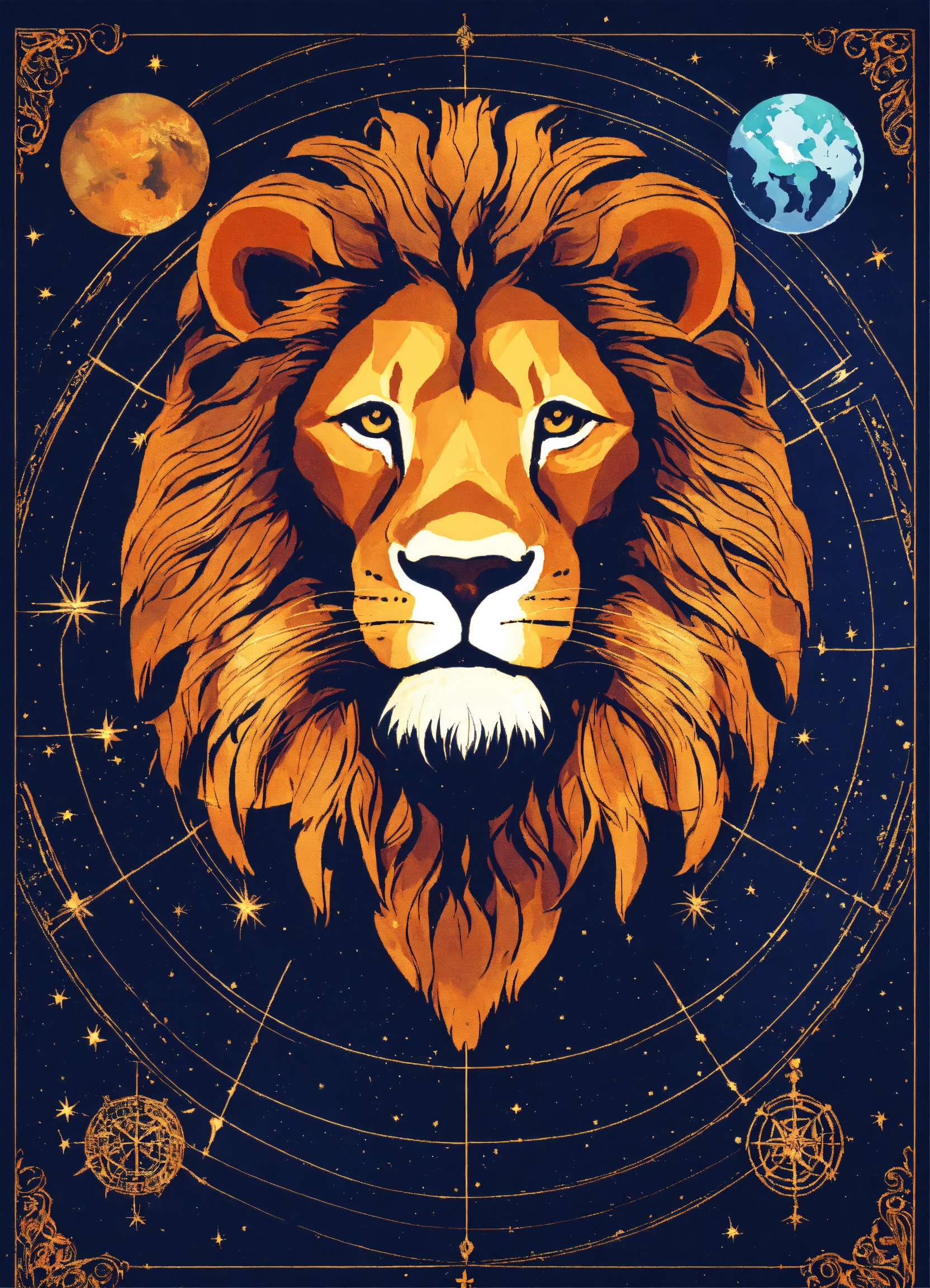 Lexica Un Lion Avec Son Signe Astrologique En Arri re Plan