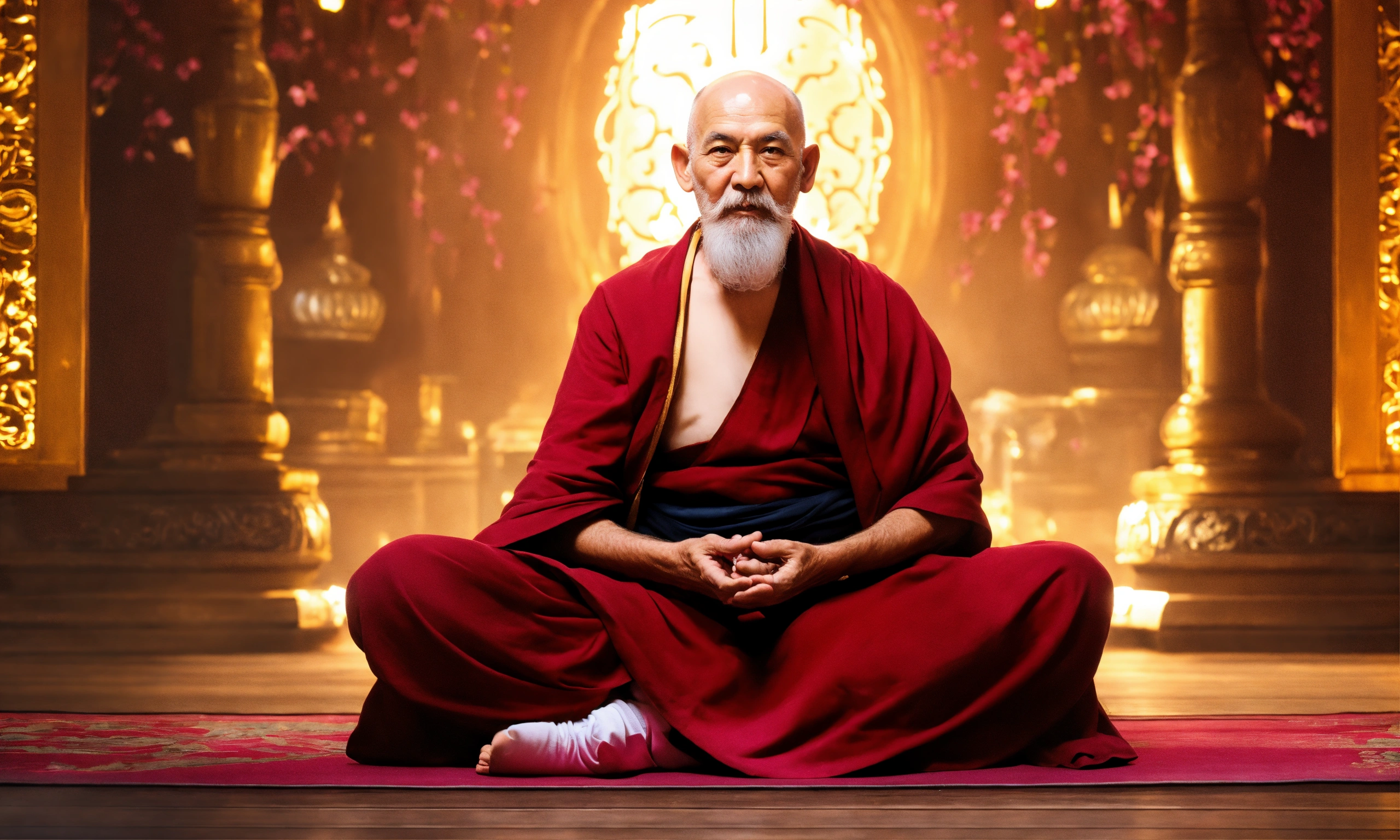Lexica - Bald old monk with a beard and a pleasant face sitting in ...