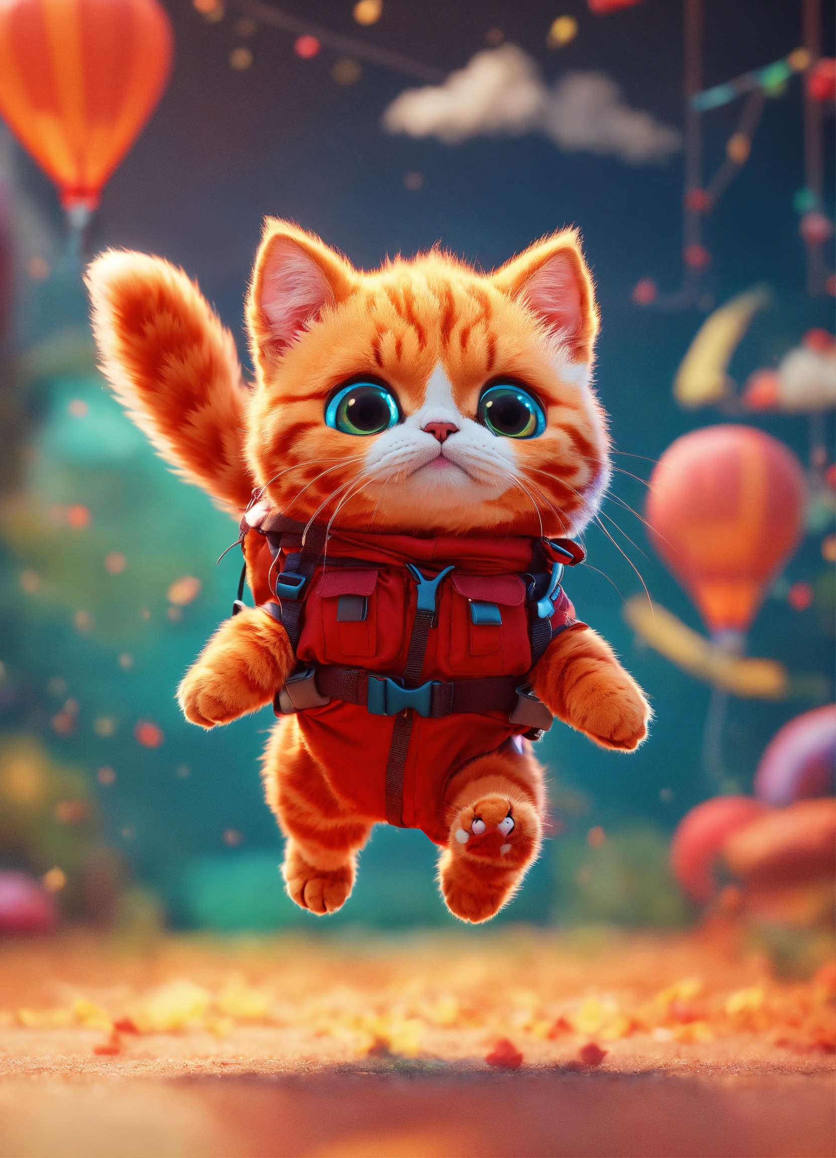 Lexica - 4D full body photo of a cute red little cat facing the viewer ...