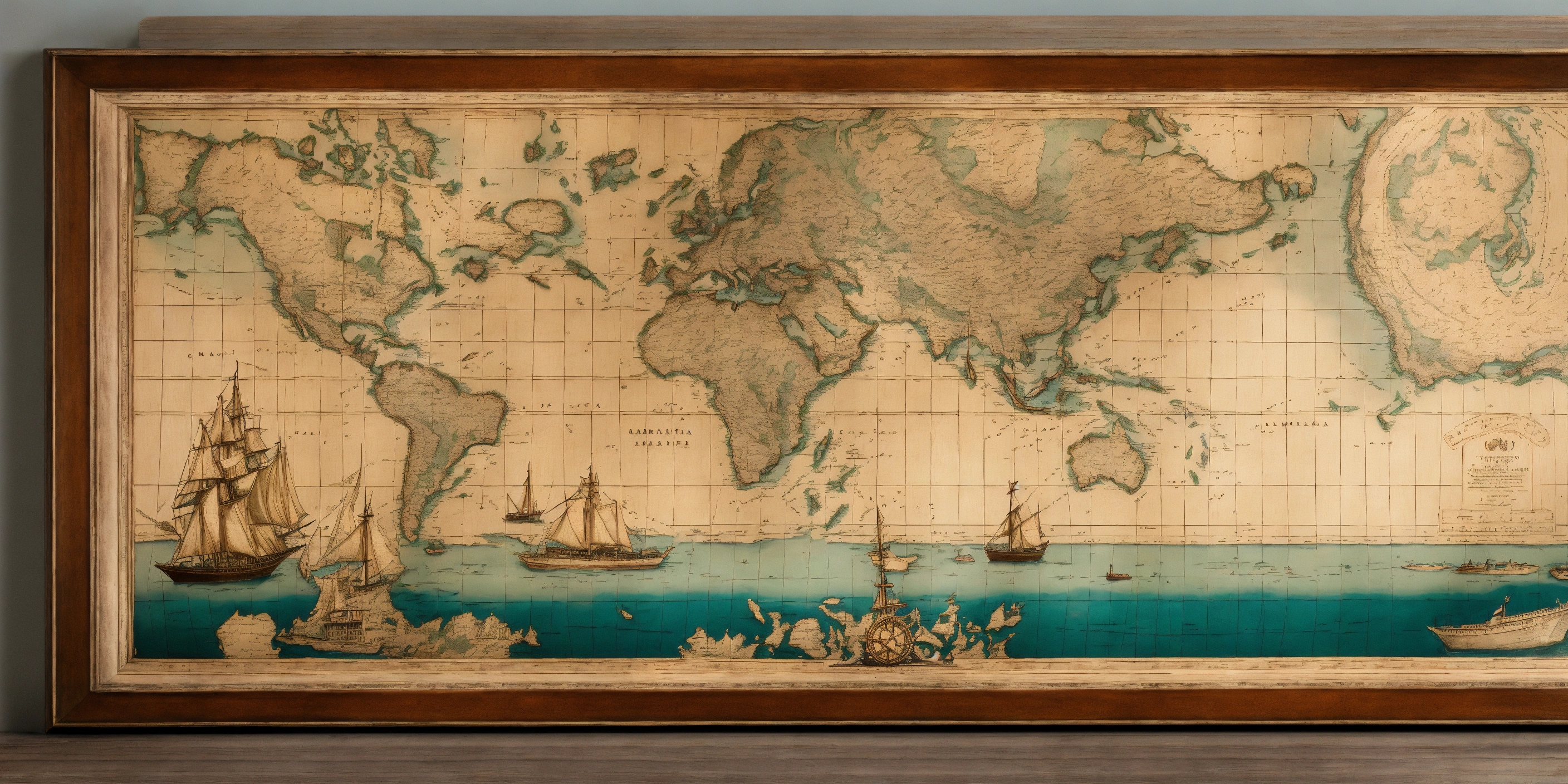Lexica - Create an image of an aged, detailed nautical map featuring ...