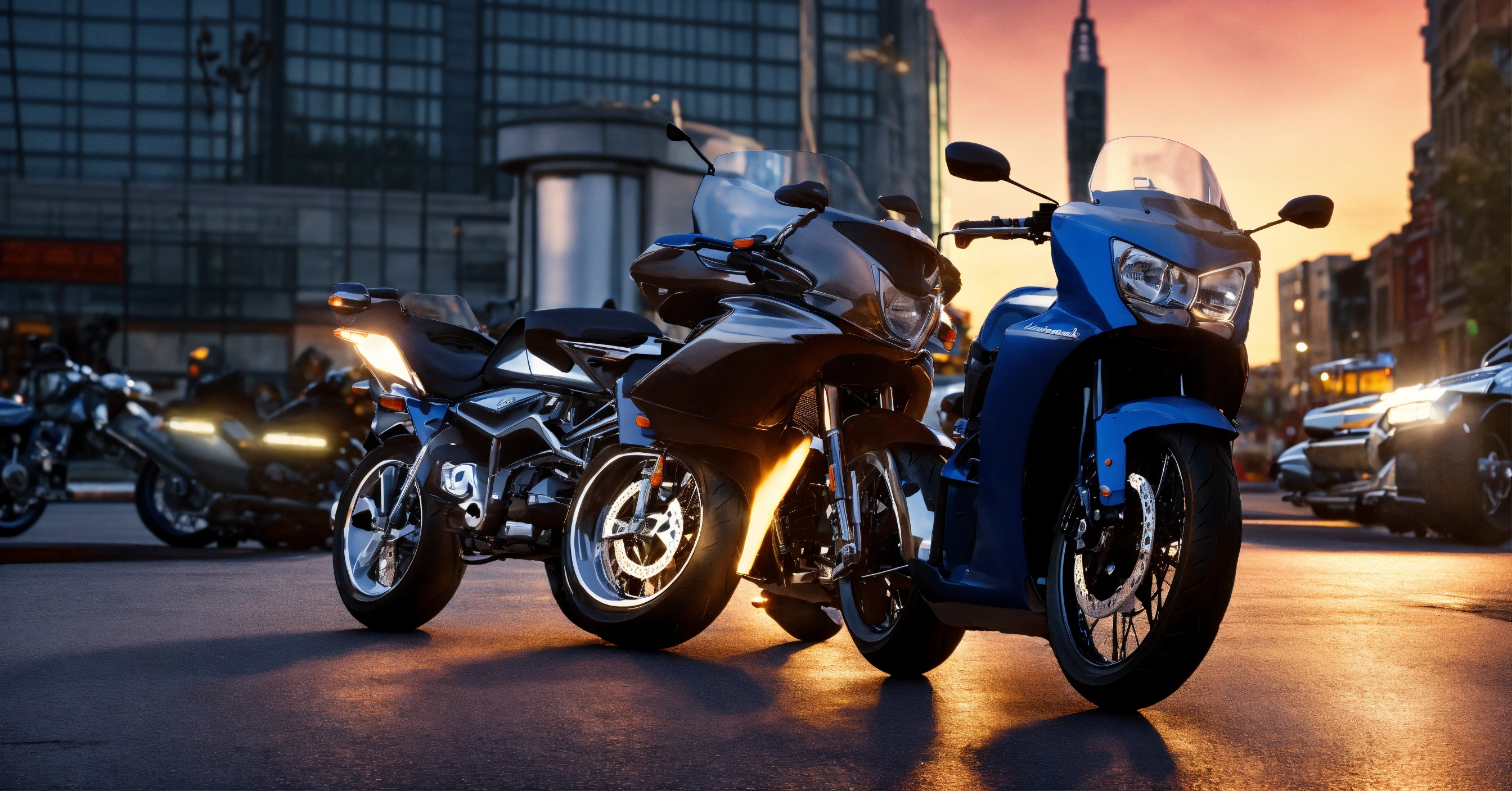 Lexica - Ultra realistic, five motorcycles in city