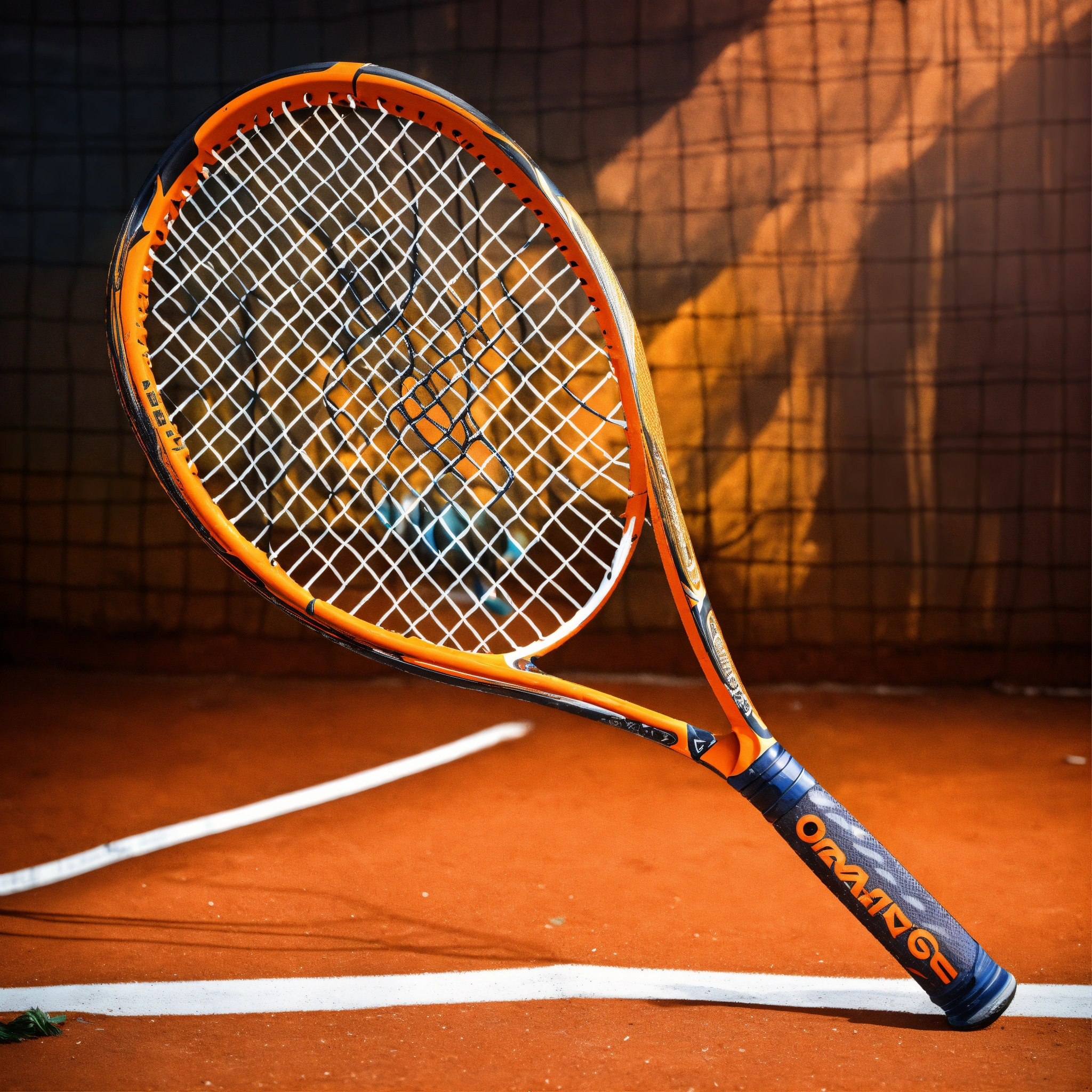 Lexica - Orange broken futuristic tennis racket