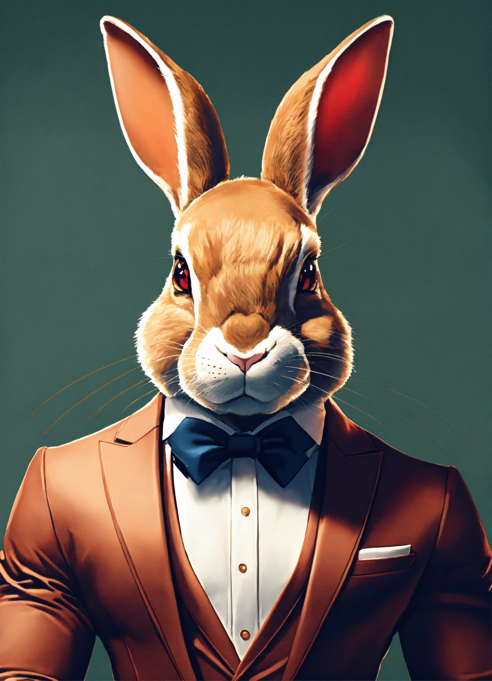 Lexica - A logo, a muscular bunny in a fine suit, future art