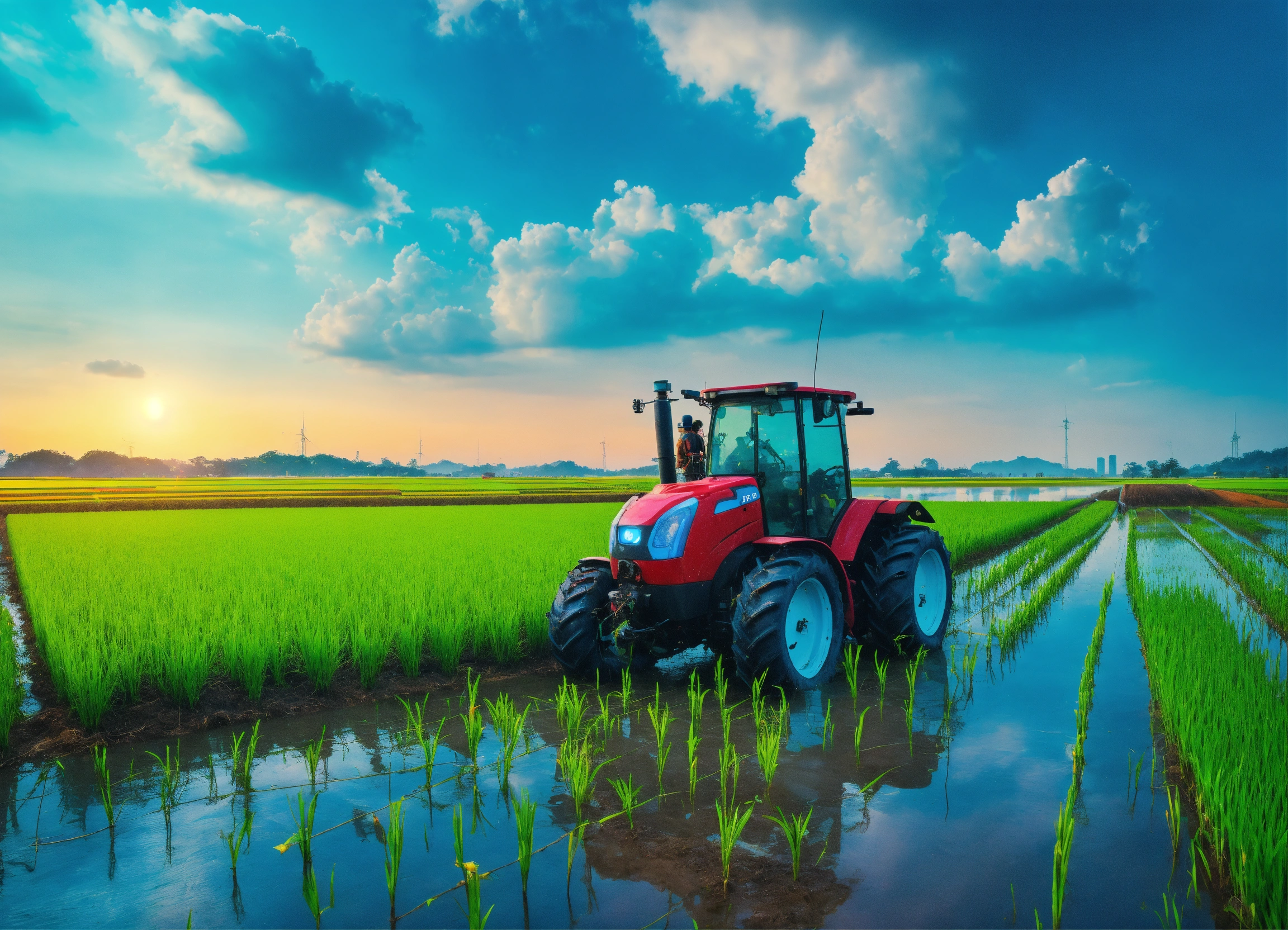 Lexica - A farmer, planting rice, together, farming, padi, modern ...