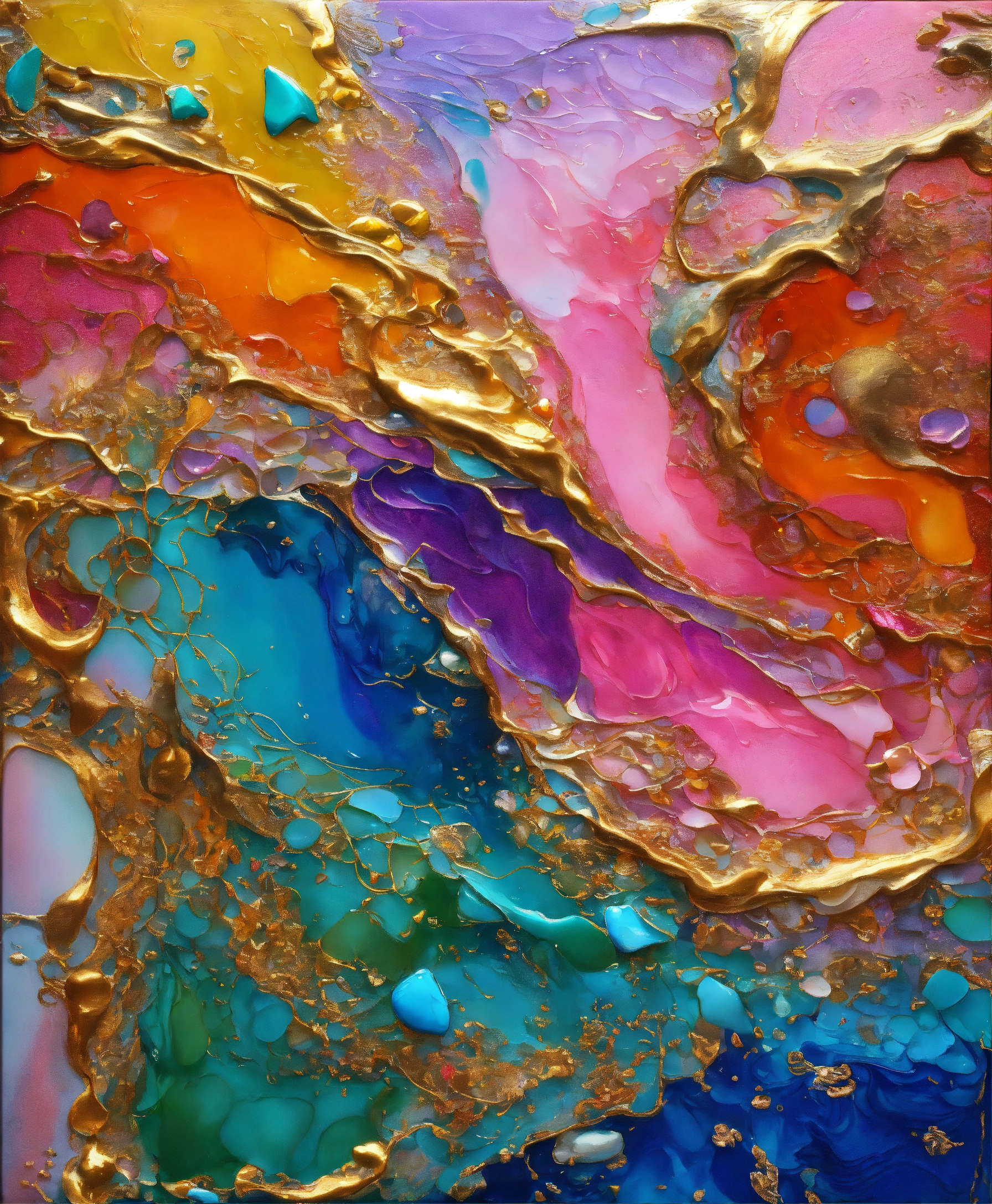 Lexica - Colorful abstract painting oil and water complex complicated ...