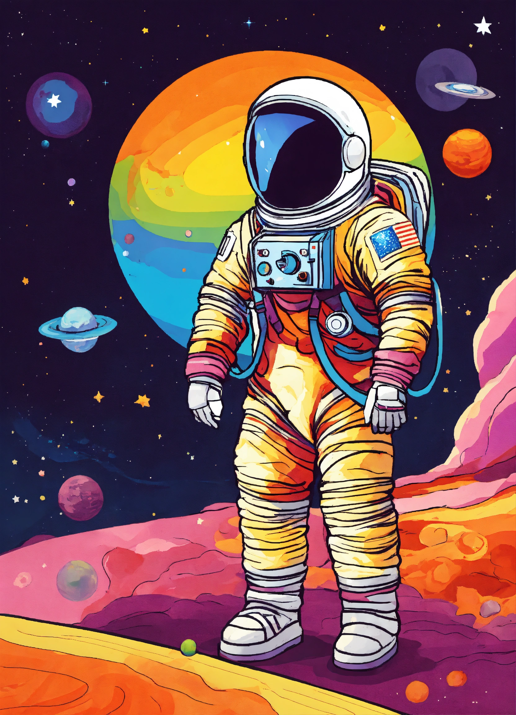 Lexica - Colourful space man design
