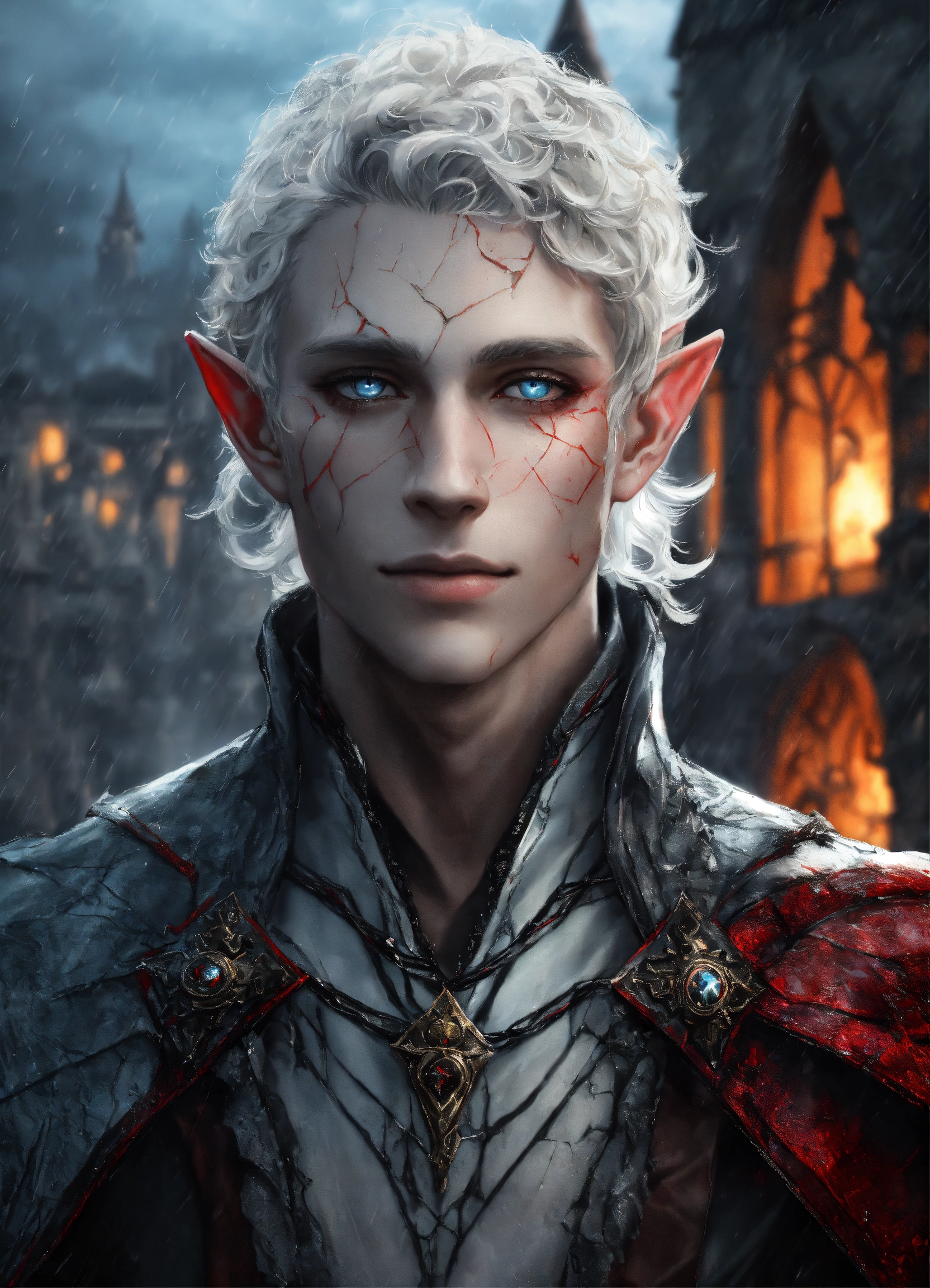 Lexica - Fantasy portrait of a ash-grey skinned elf, masculine ...