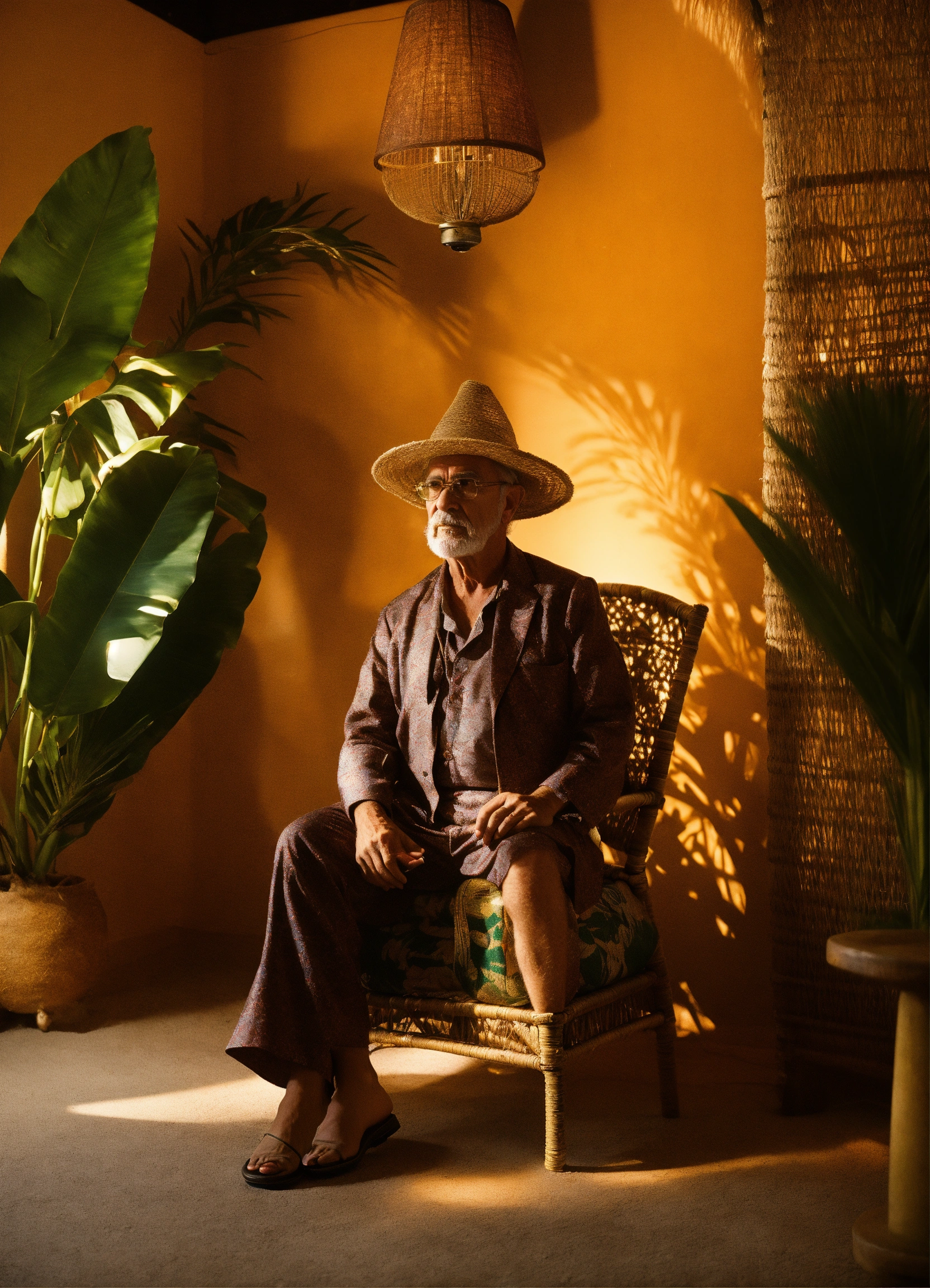 Lexica - A wise man with an élégant costume and in a tropical setting ...