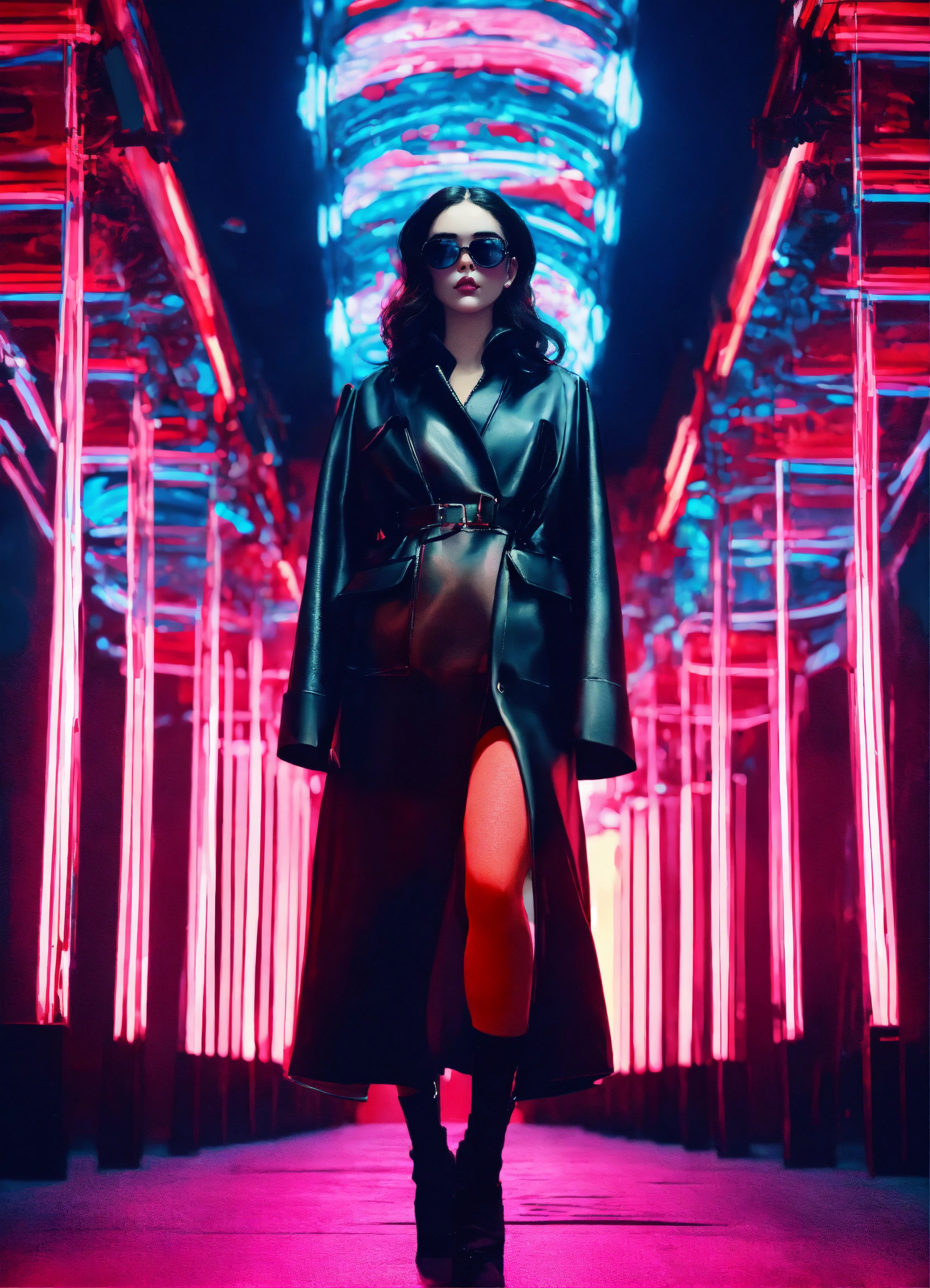 Lexica - Front face half body Photography, in a black neon room, a ...
