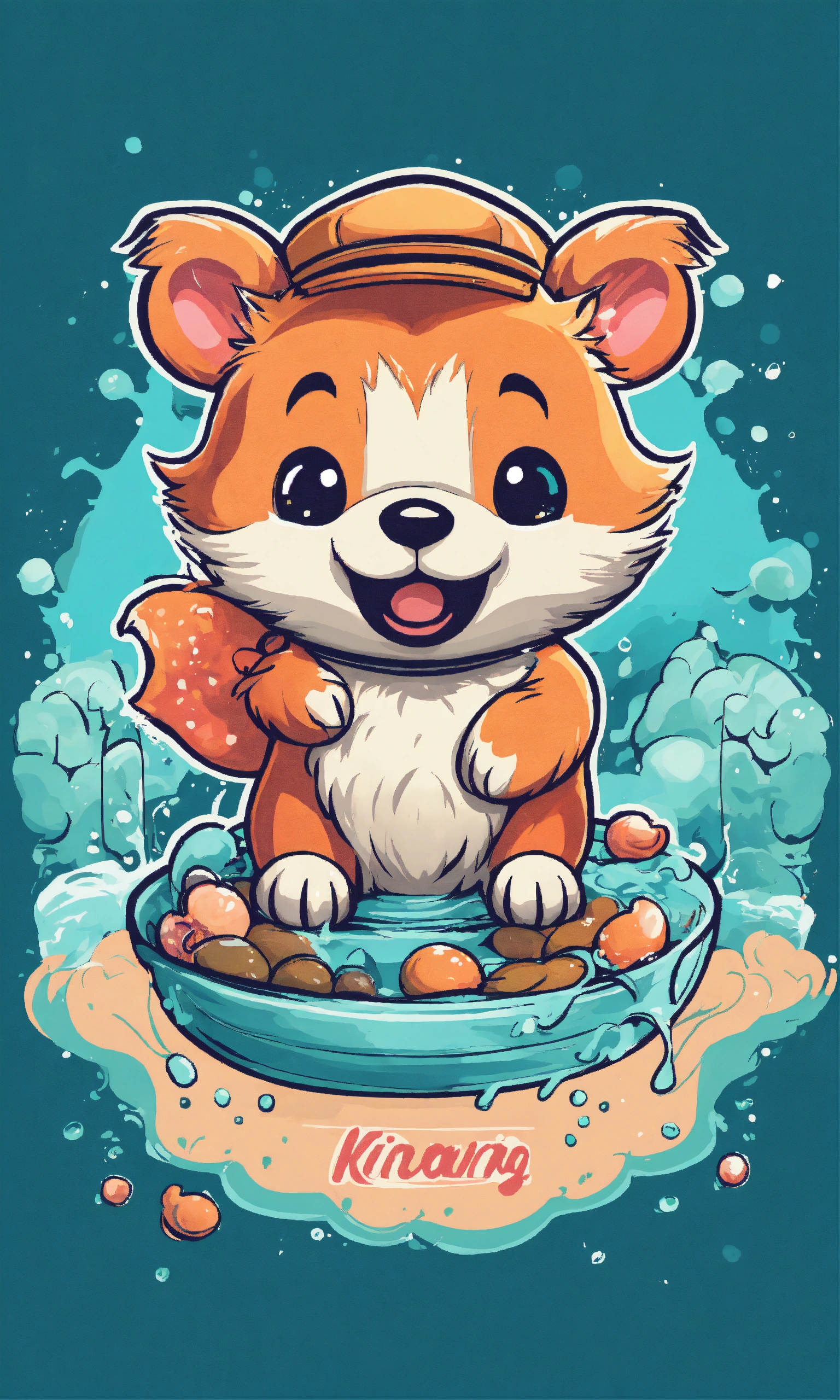 Lexica - Cute cartoonanimals kawaii funny splash retro vintage logo