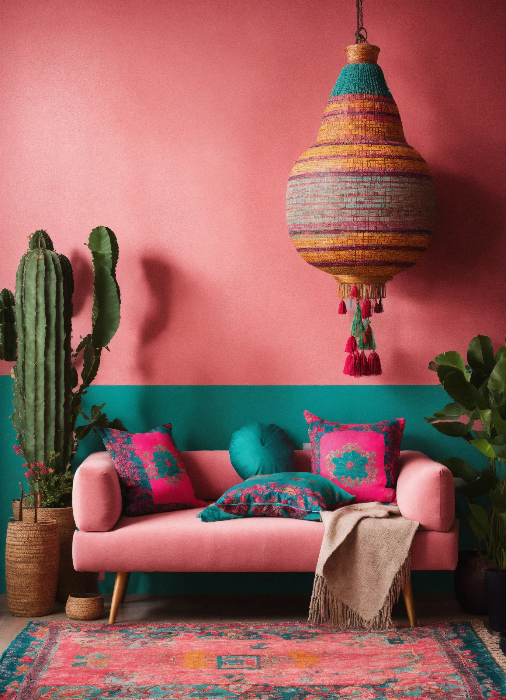 Lexica - Create some mexican style interior design with turquise and ...