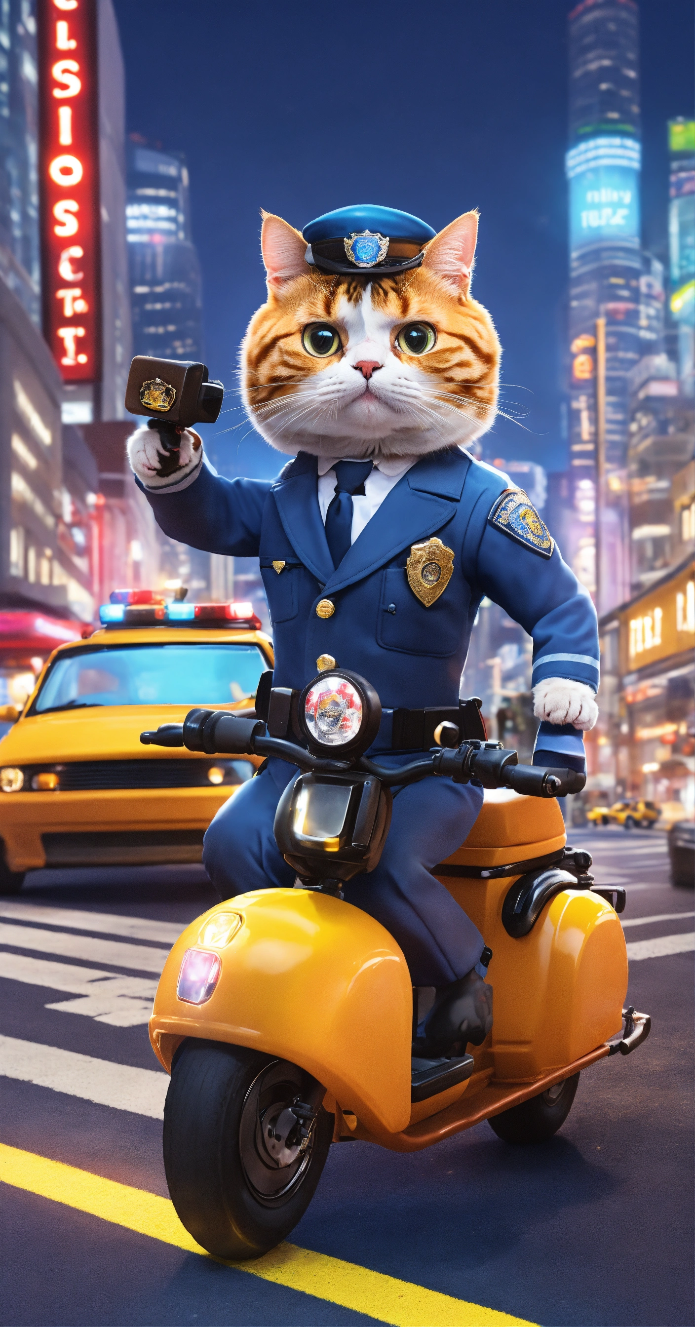 Lexica - Design an image of a cat biking through a bustling city as a ...