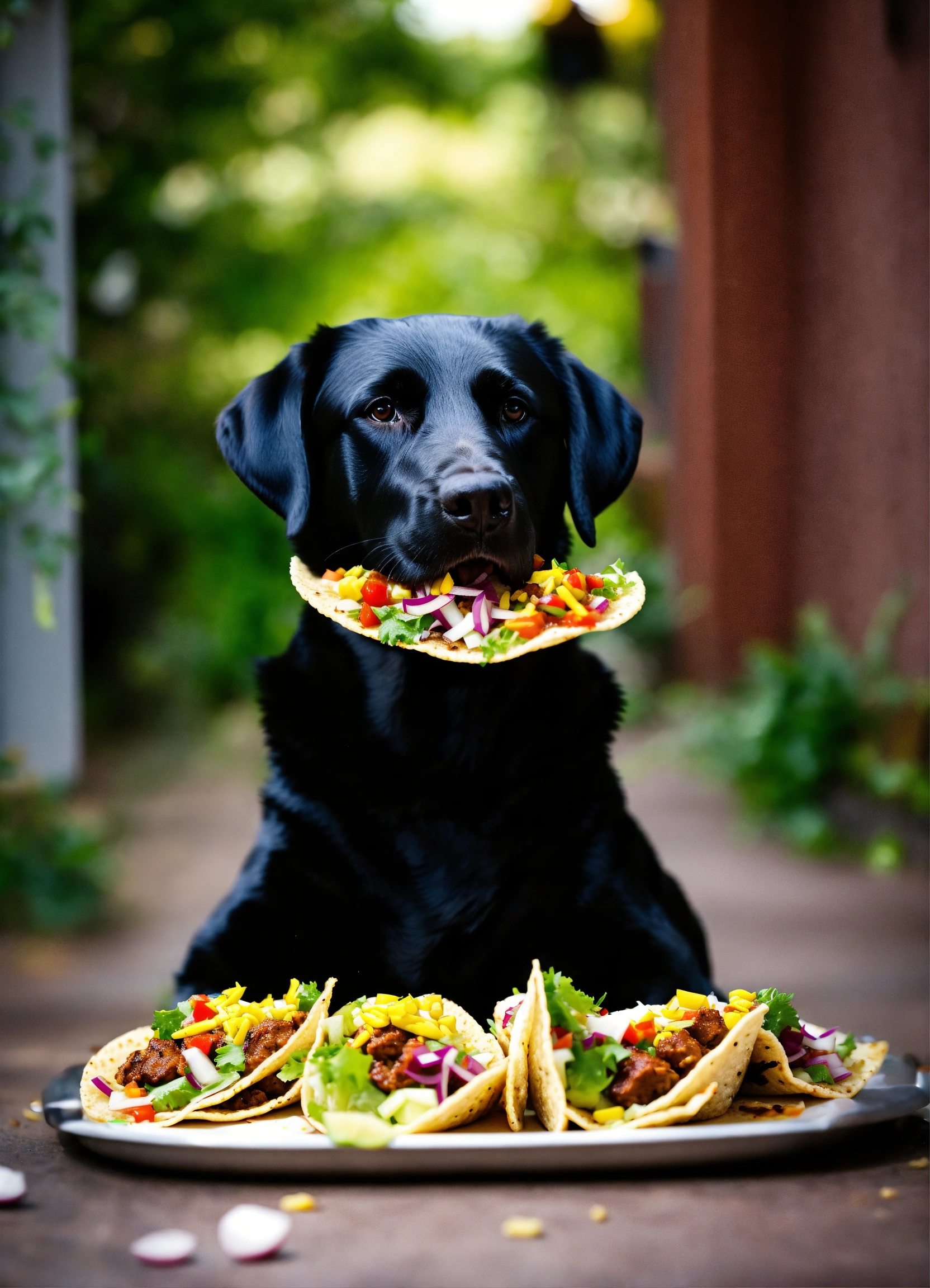 Lexica - Black Labrador Retriever eating tacos