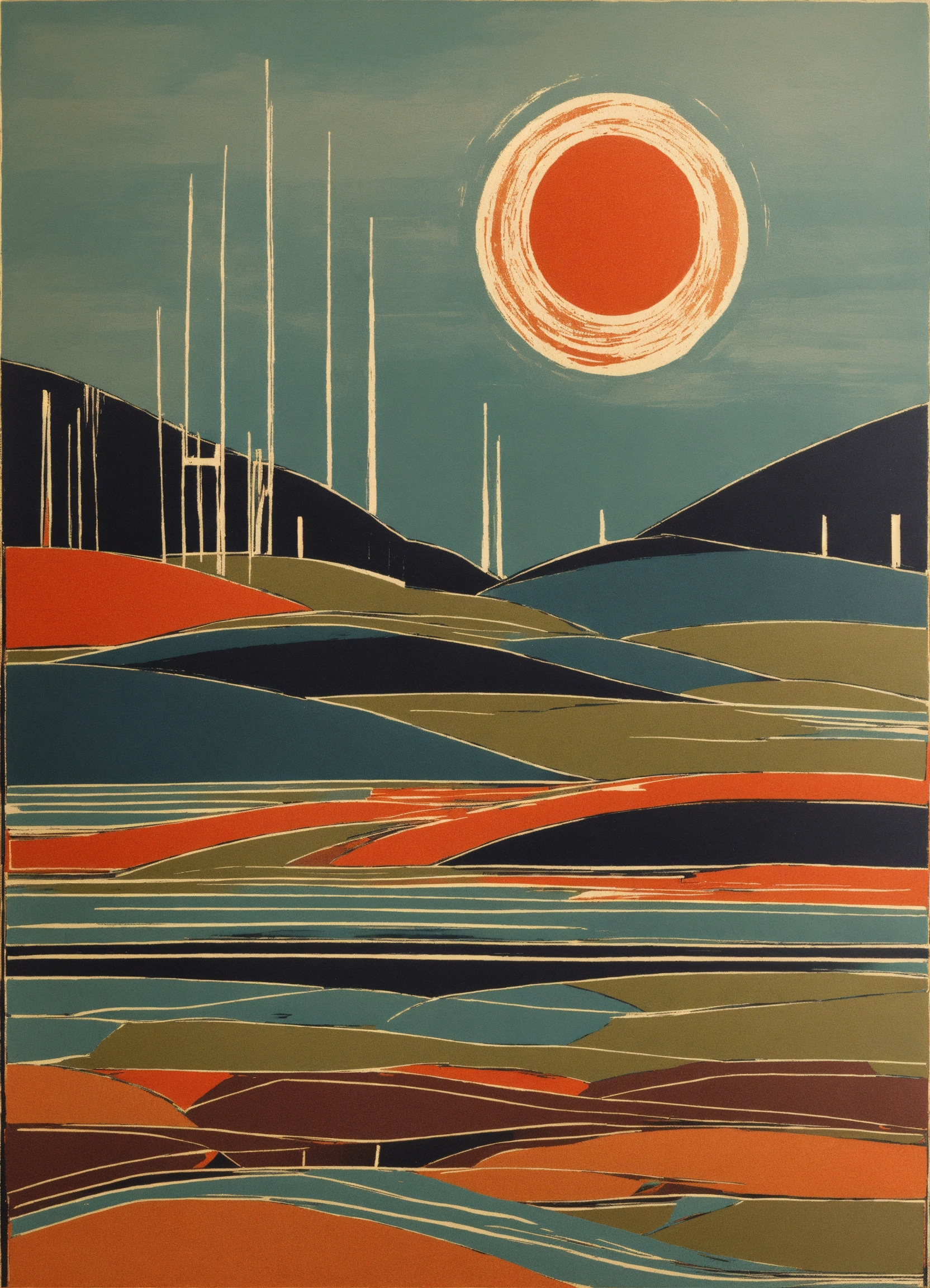 Lexica - Linocut, abstract art, drawing in the style of Emil ruder