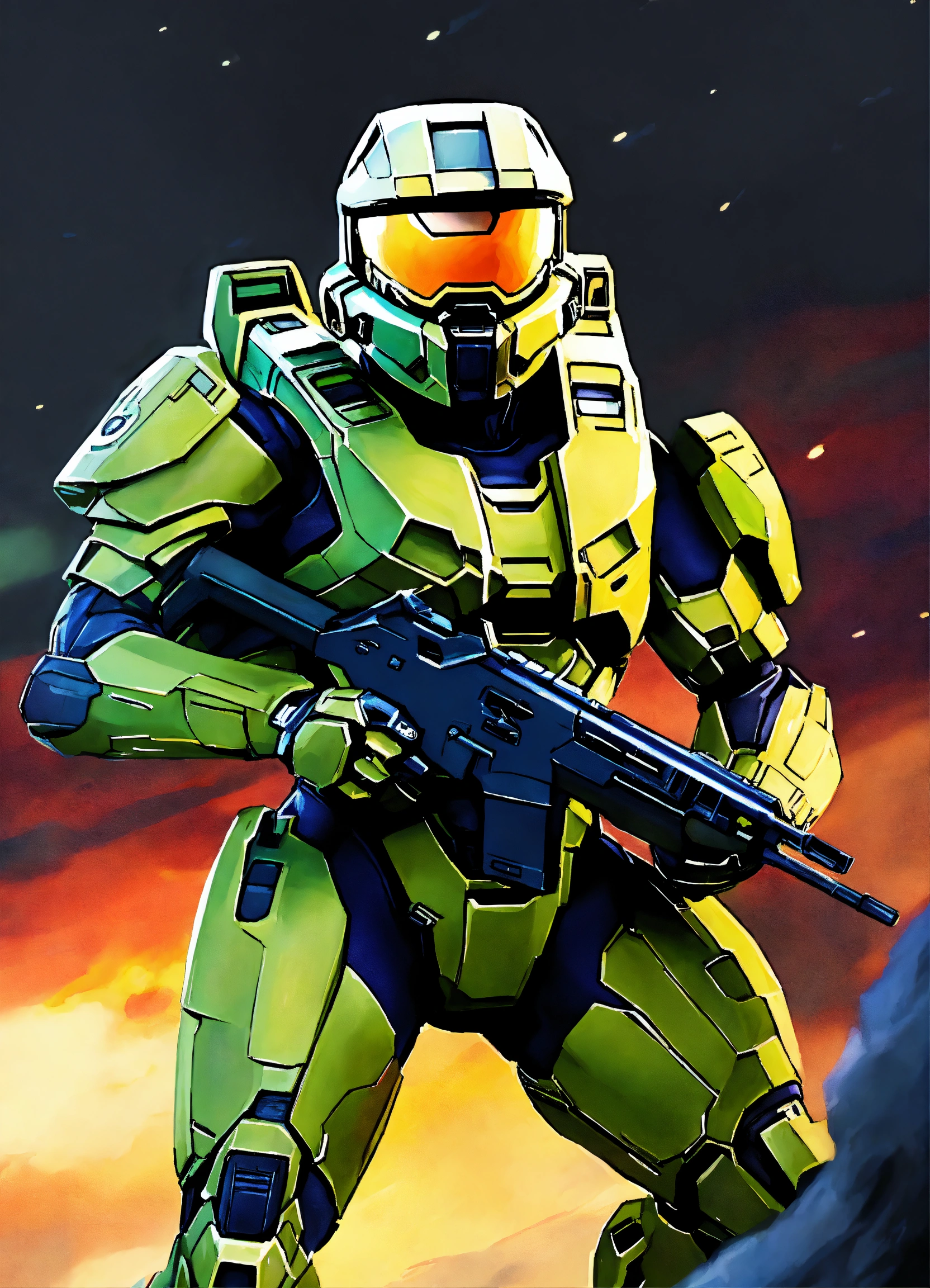 Lexica - Animated painting. Halo Master Chief.