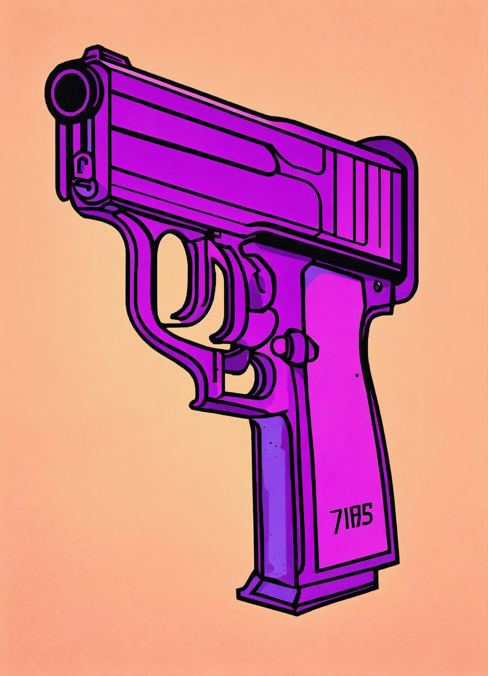 Lexica - Gun lineart purple simple flat