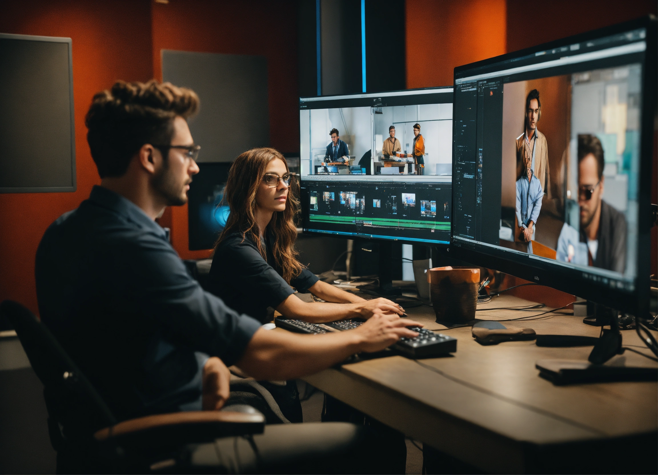 Lexica - Film studio. two different people an editor and a director are ...