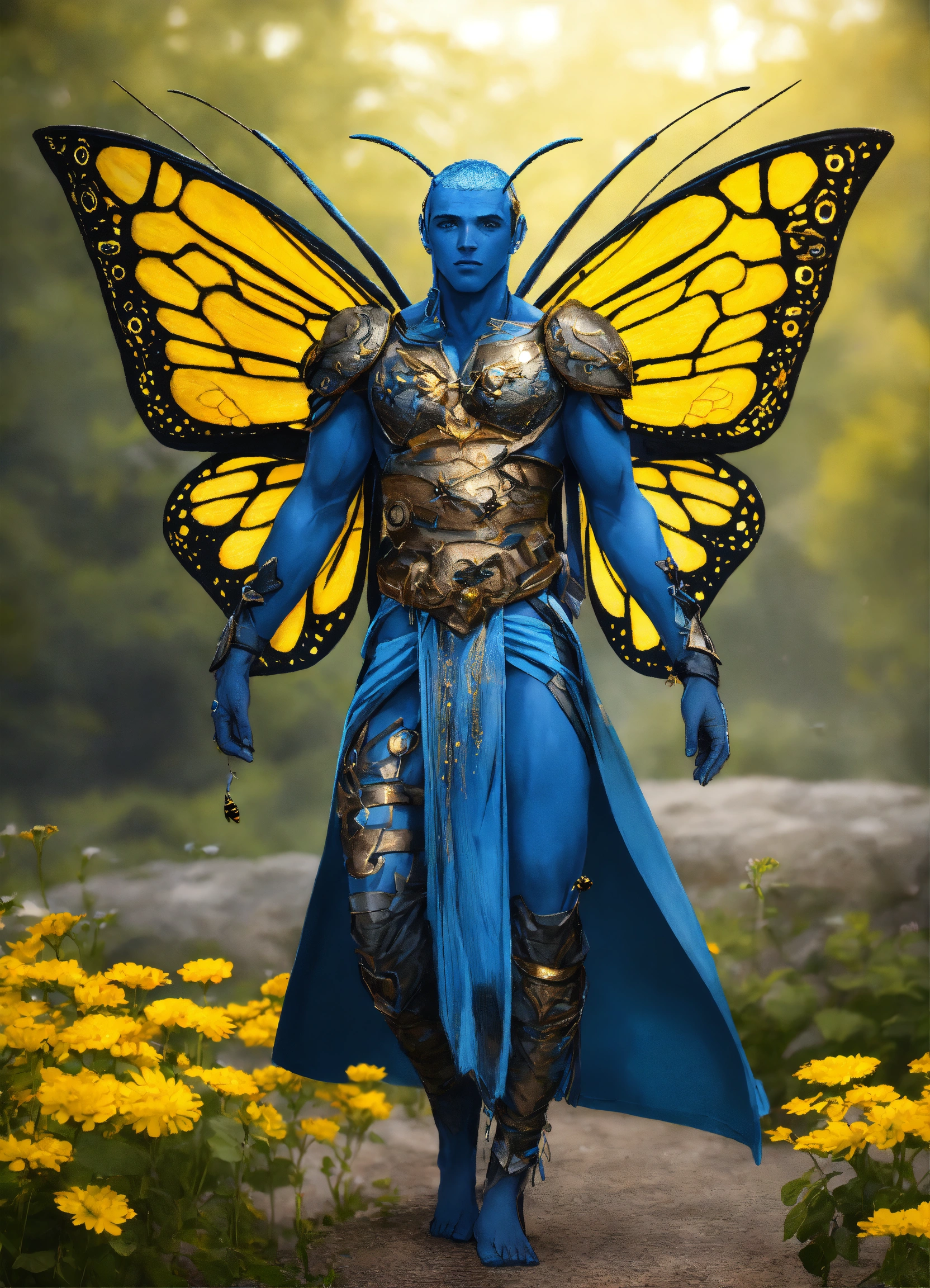 Lexica - A blue skin human male with bee wings