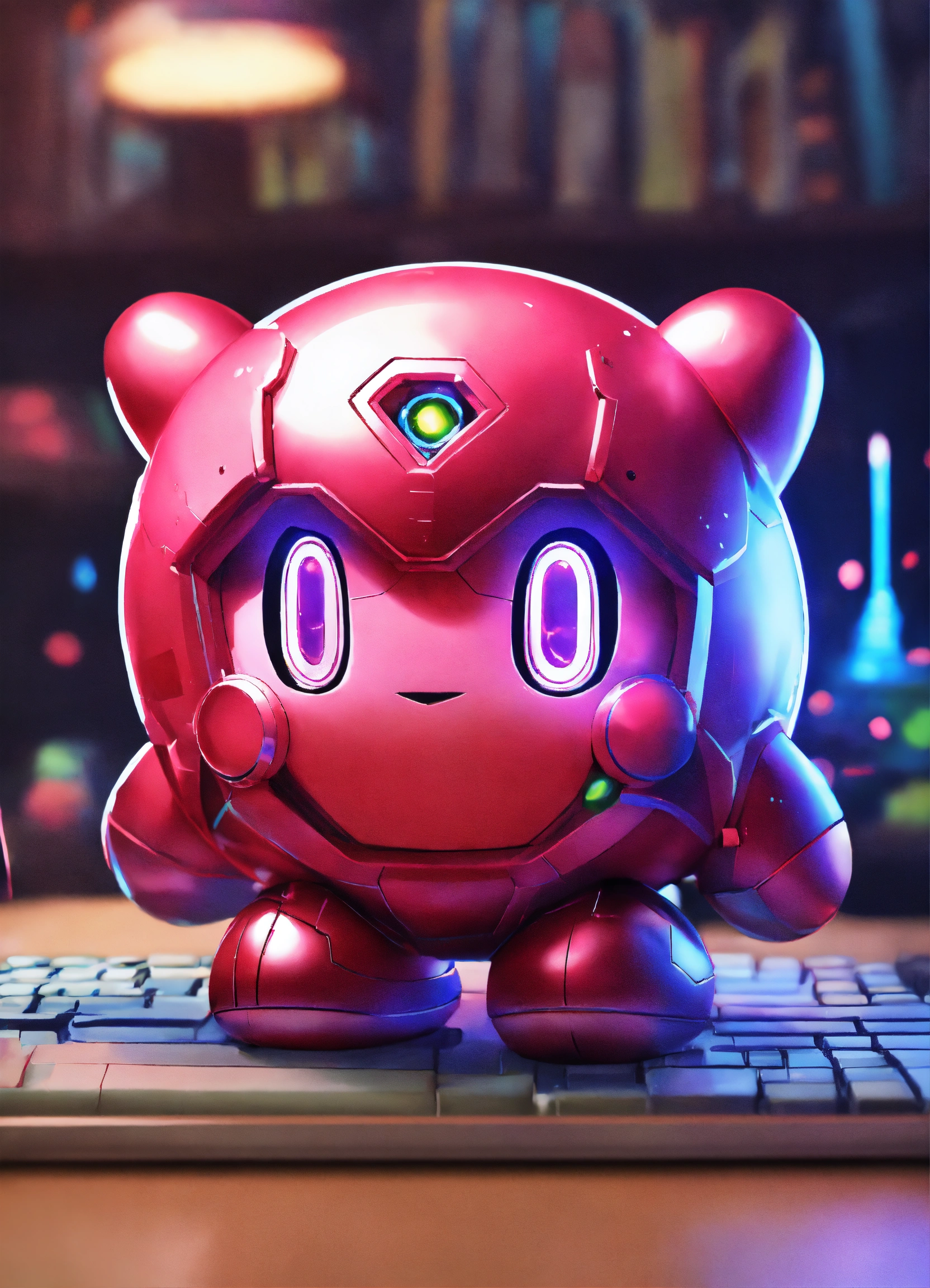 Lexica - A real photo Cute Cyber Kirby