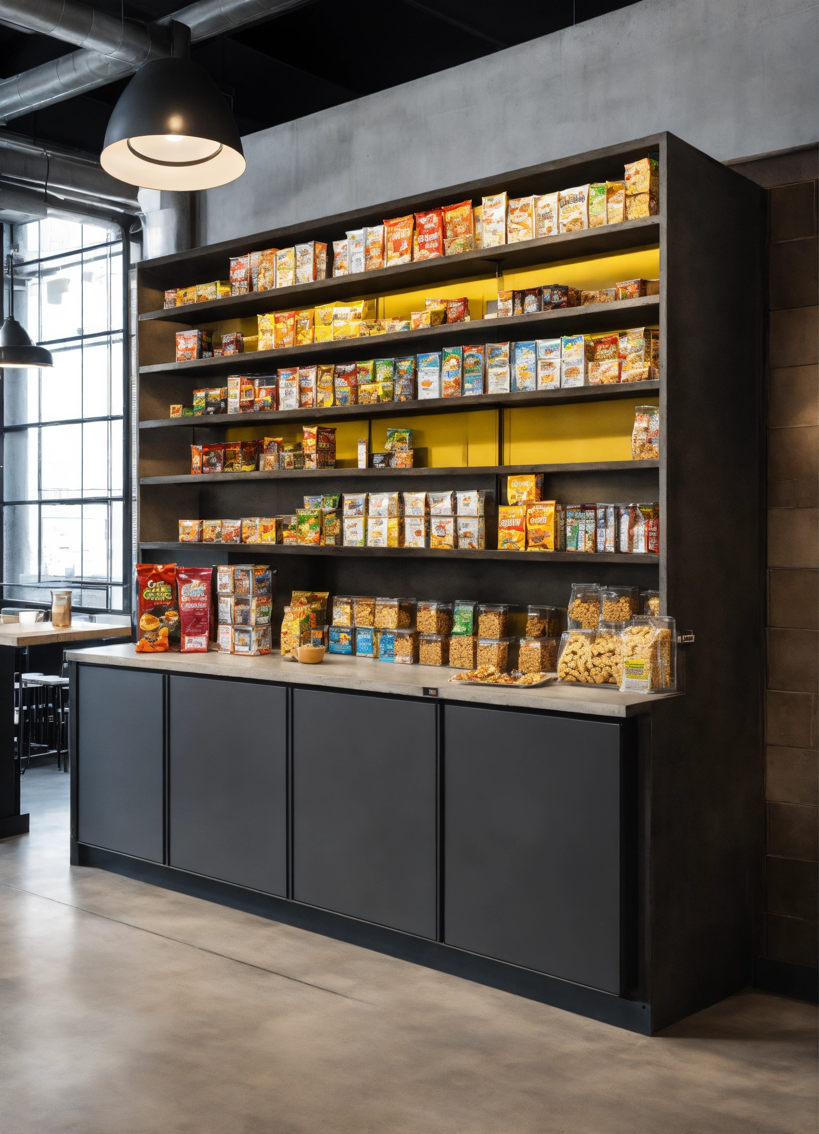 Lexica - A self serve breakroom cereal shelf with snacks on a shelf for ...