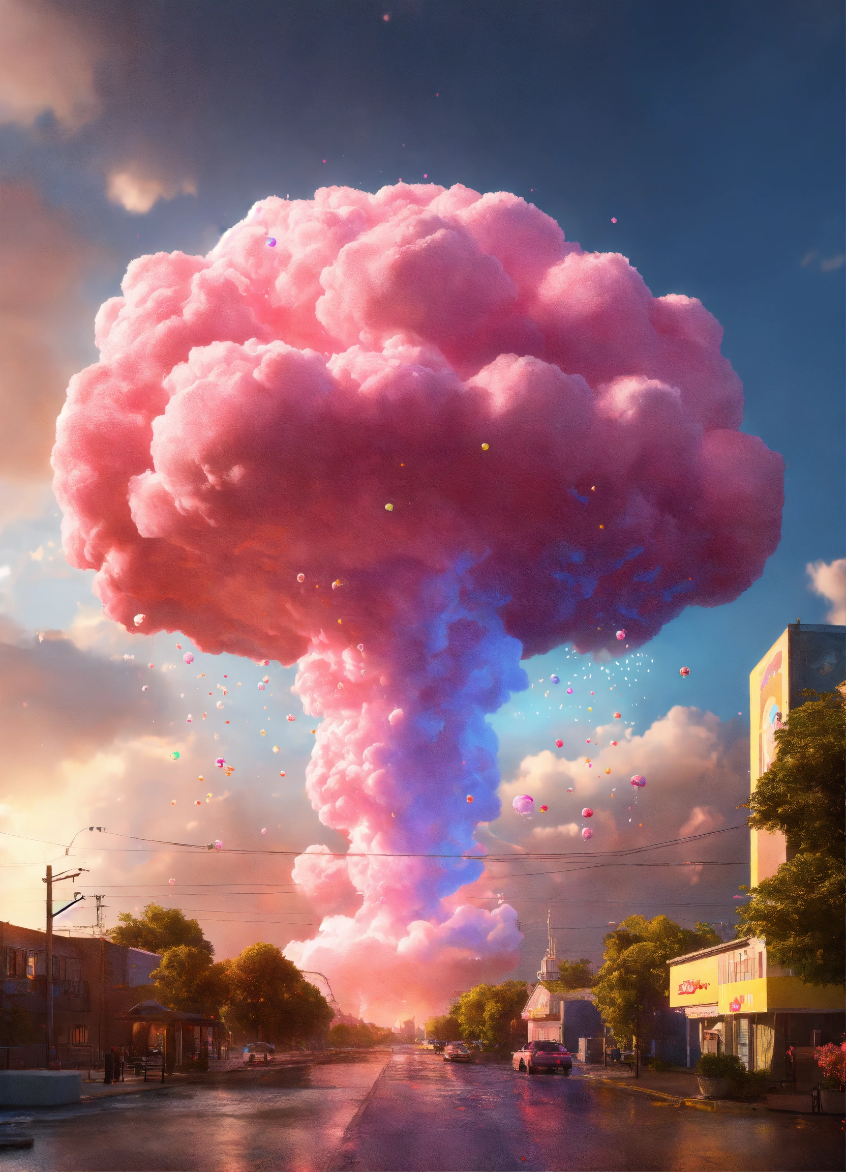 Lexica - A nuclear explosion , made out of cotton candy clouds ,paint ...